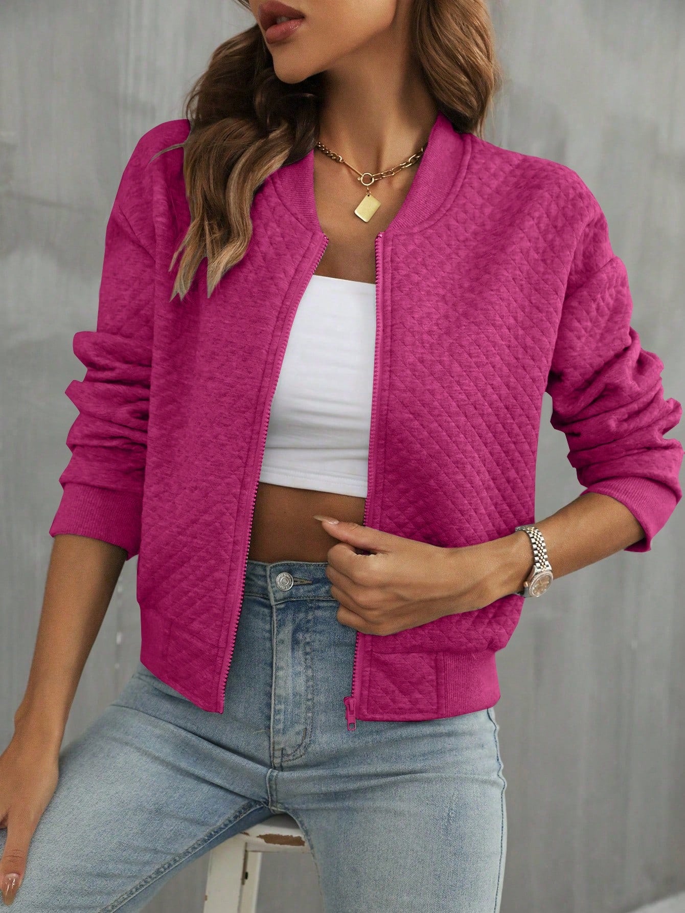 Zip Up Bomber Jacket