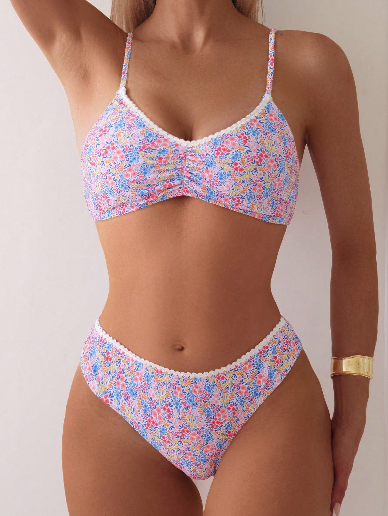 Swim Women's Ditsy Floral Sexy Bikini Set For Vacation, Assorted Prints,Summer Beach