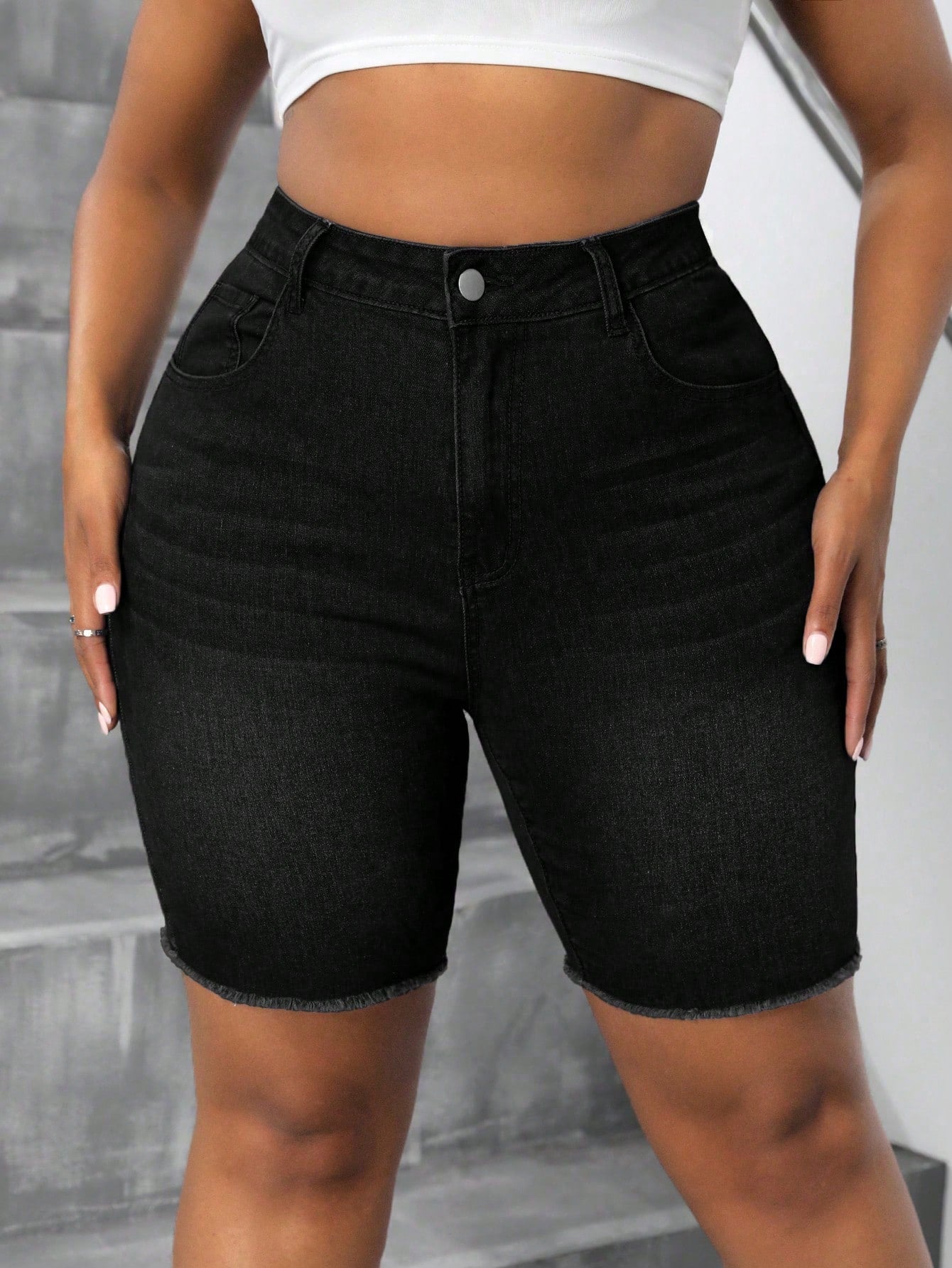 Plus Size Stretchy Denim Shorts