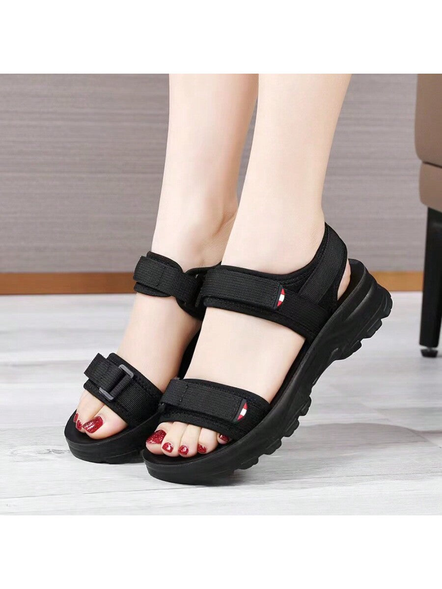 Women's New Arrival Summer Hook-And-Loop Casual Sport Sandals, Thick Soft Bottom Breathable Beach Shoes, Super Versatile & Open Toe Ankle Strap Lightweight Sandals