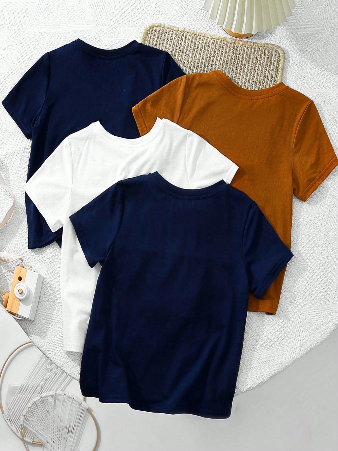 4pcs/Set Casual Loose Fit Round Neck Short Sleeve T-Shirts For Tween Boys (Extended Sizes)