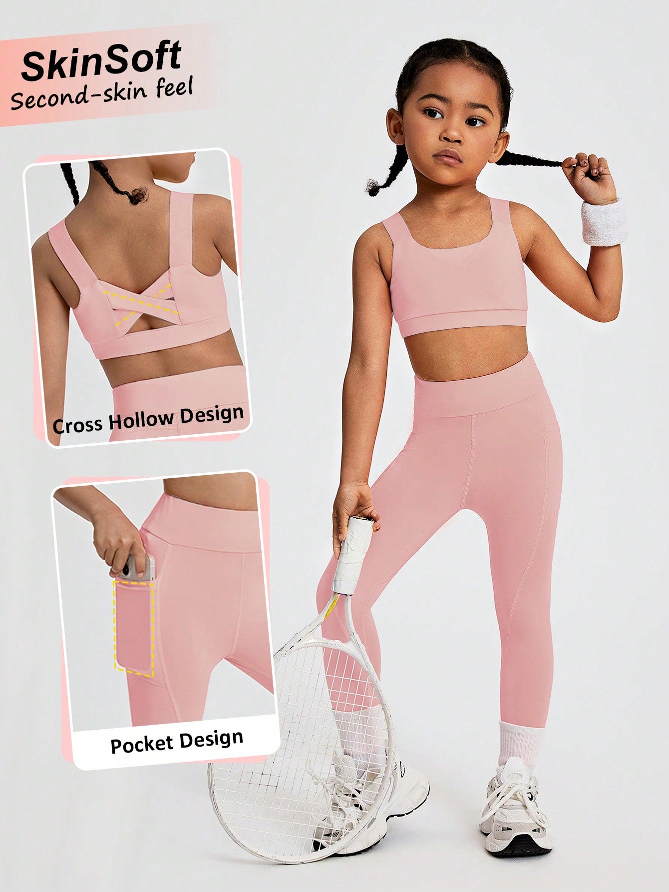 Young Girl Back Crossed High Elasticity Shape-Enhancing Breathable Sweat Wicking Sports Outfit