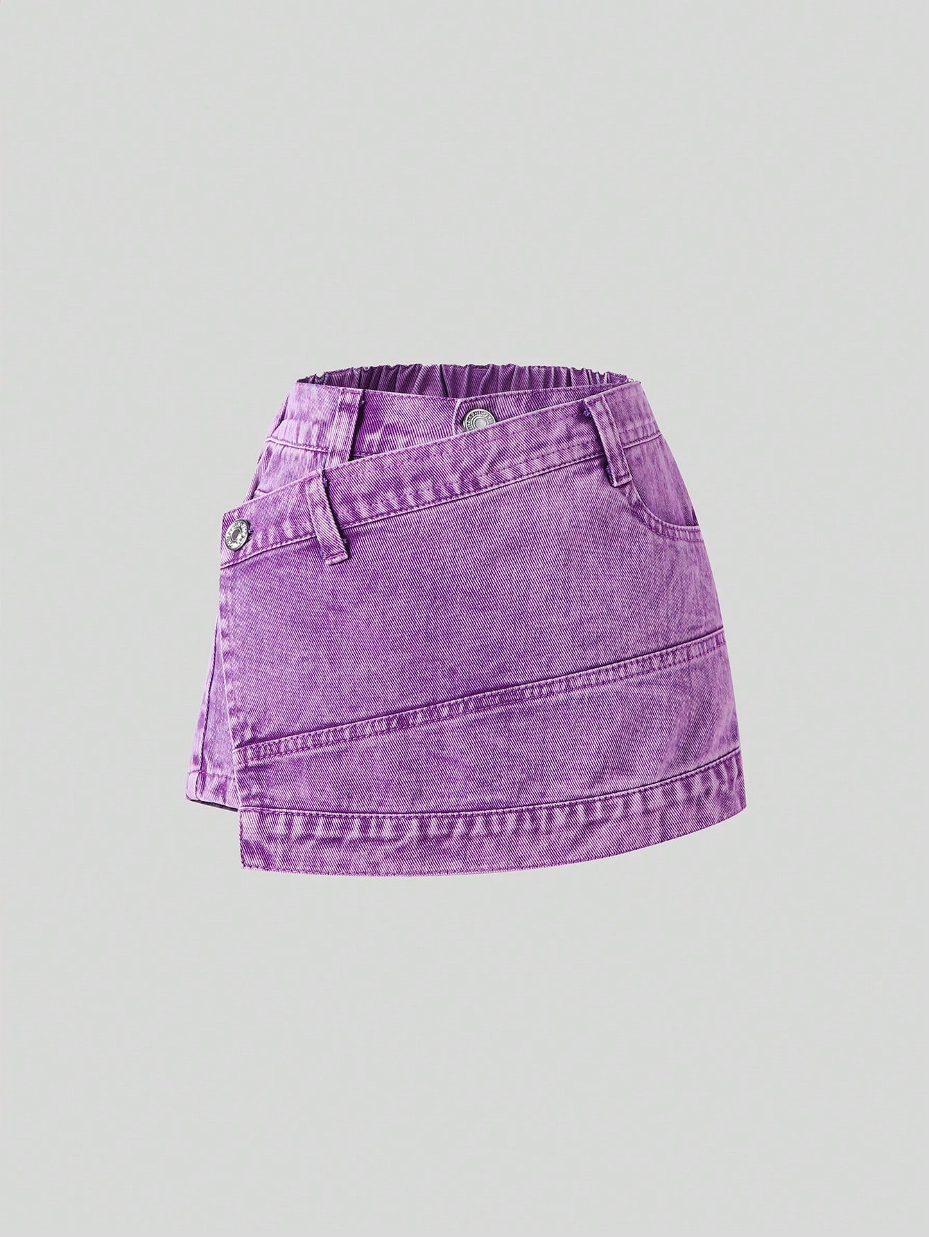 Young Girl Y2K Street Style Cool Purple Heavy Washed Denim Skorts With 2 In 1 Design