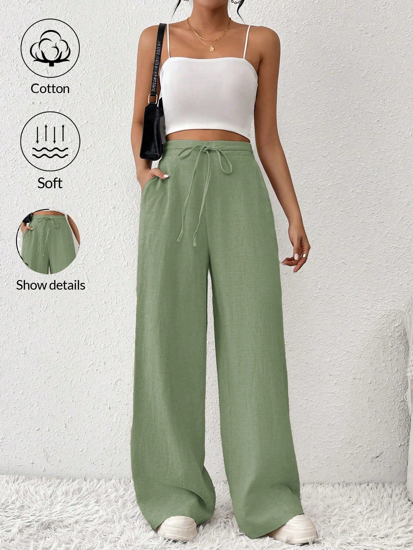 Frenchy Women's Old Money Outfits Solid Color Simple Casual Daily Straight Wide Leg Women Pants  Women Linen Pants Earthy Clothes