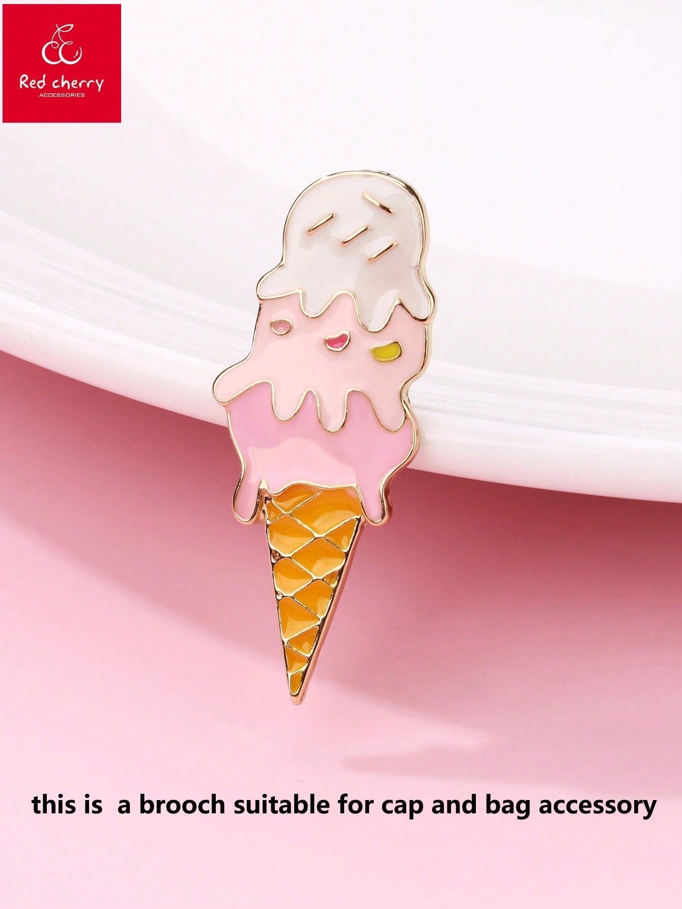 1pc Girls' Ice Cream Zinc Alloy Colorful Enamel Button Badge, Suitable For Daily Use On Hats, Bags, Jewelry And Accessories