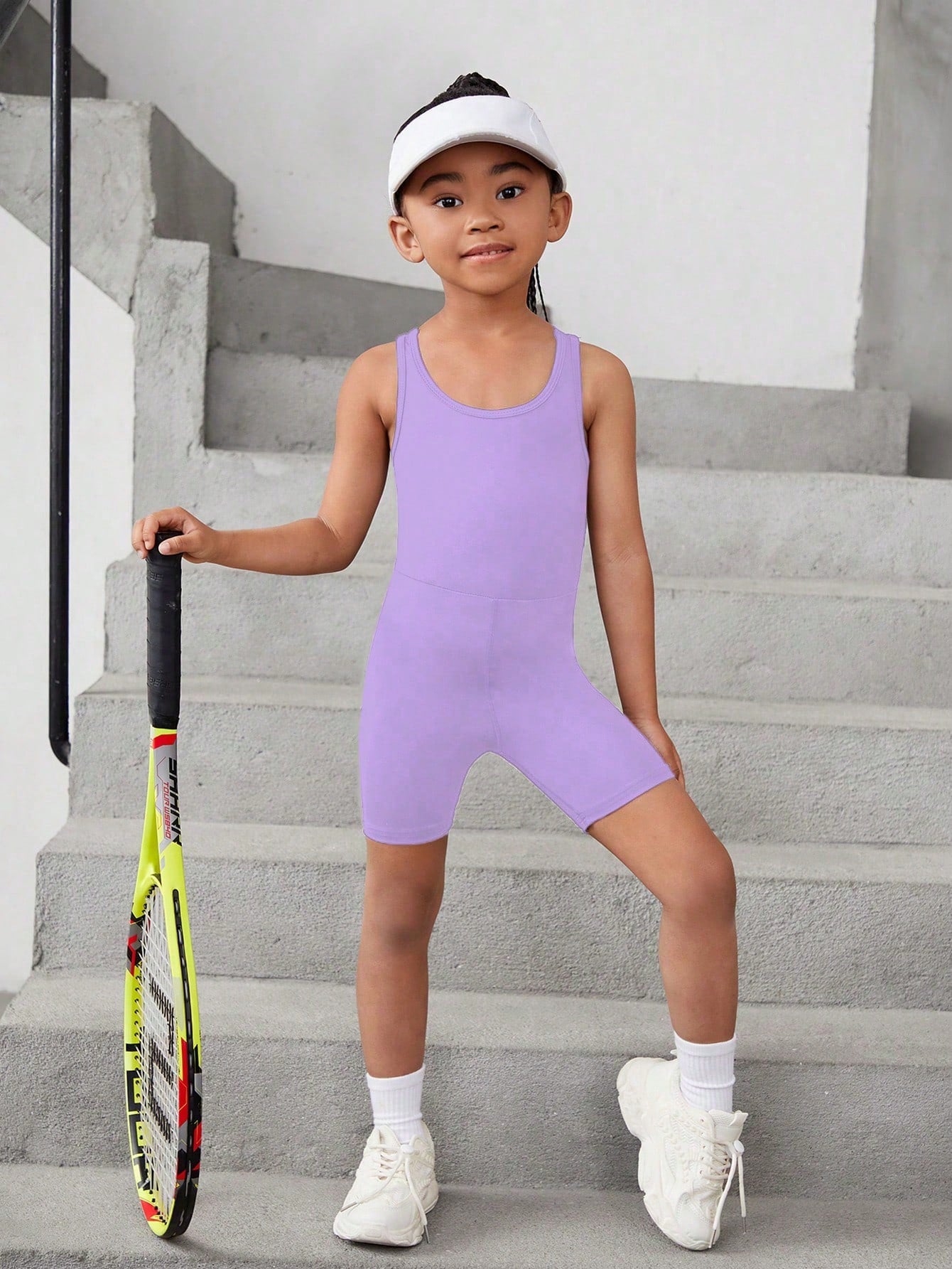 Young Girl Cross Back Cami Sporty Romper