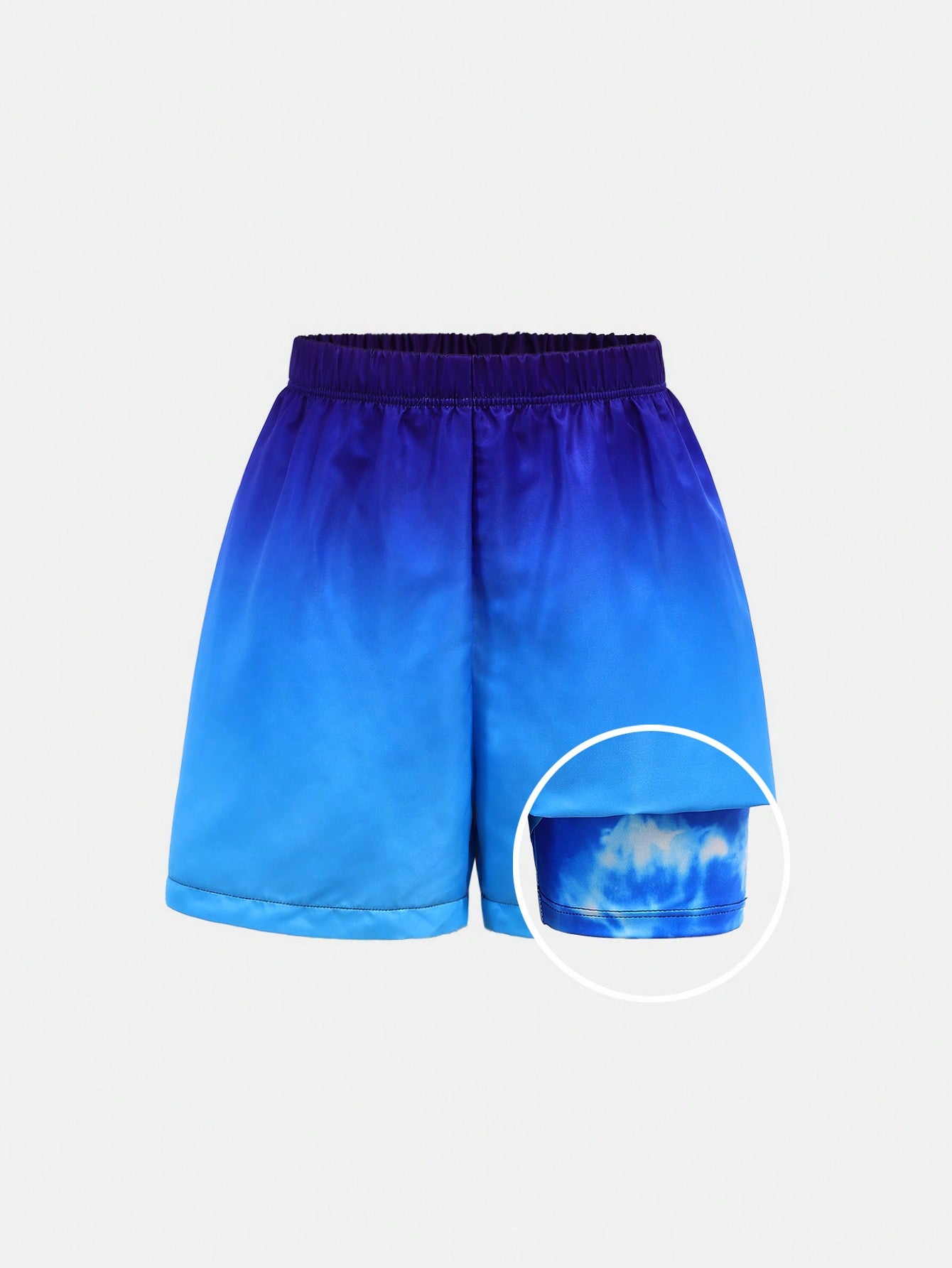 Tween Boy Casual Tie-Dye Printed Loose-Fitting Swim Trunks With Snug Fit And Stretchy Waistband, Summer