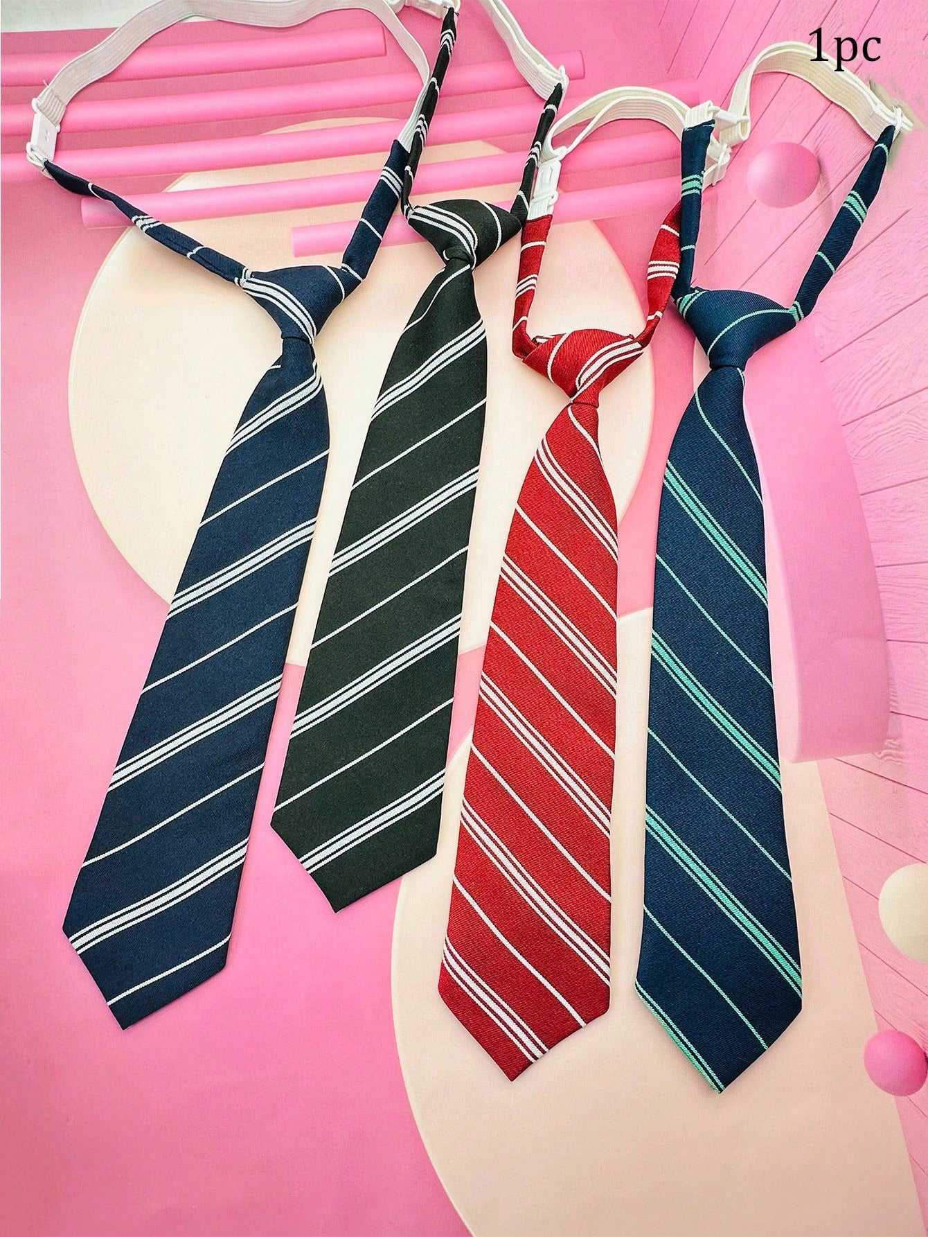 1pc 33cm Striped Clip-On Tie For Children's Student Performances & Daily Formal Wear, Necktie For Suits And Formal Dress Accessories