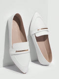 Women Shoes Fashion Point Toe Lightweight Toe White Loafers For Summer Vacation Shoes Summer Sale Back To School Shoes College Student Shoes Elegant Business Casual Business Chic