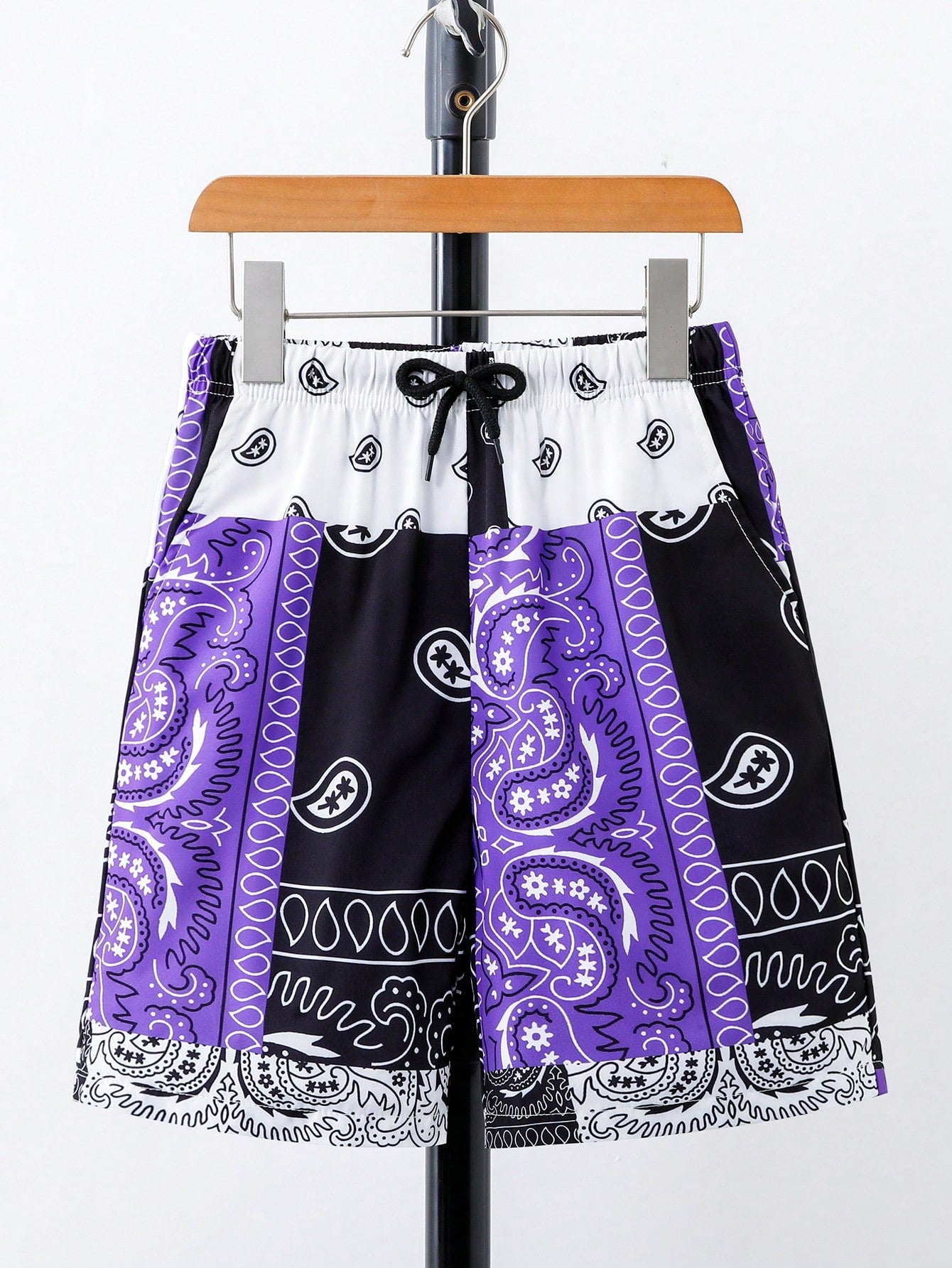 Tween Boy Paisley Print Drawstring Waist Shorts