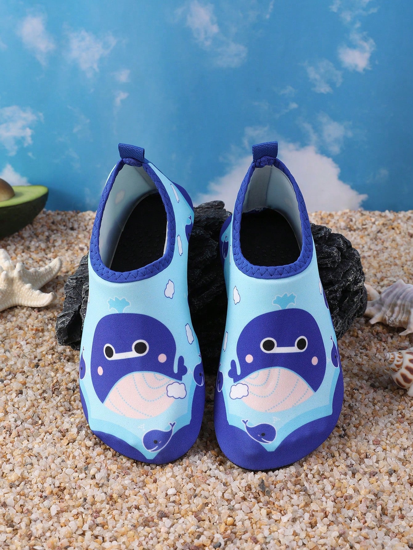 Boys Cartoon Shark Pattern Water Shoes, Girls Sporty Aqua Socks Tie Dye Pattern Contrast Binding Breathable Quick Drying Beach Swimming Snorkeling Water Socks