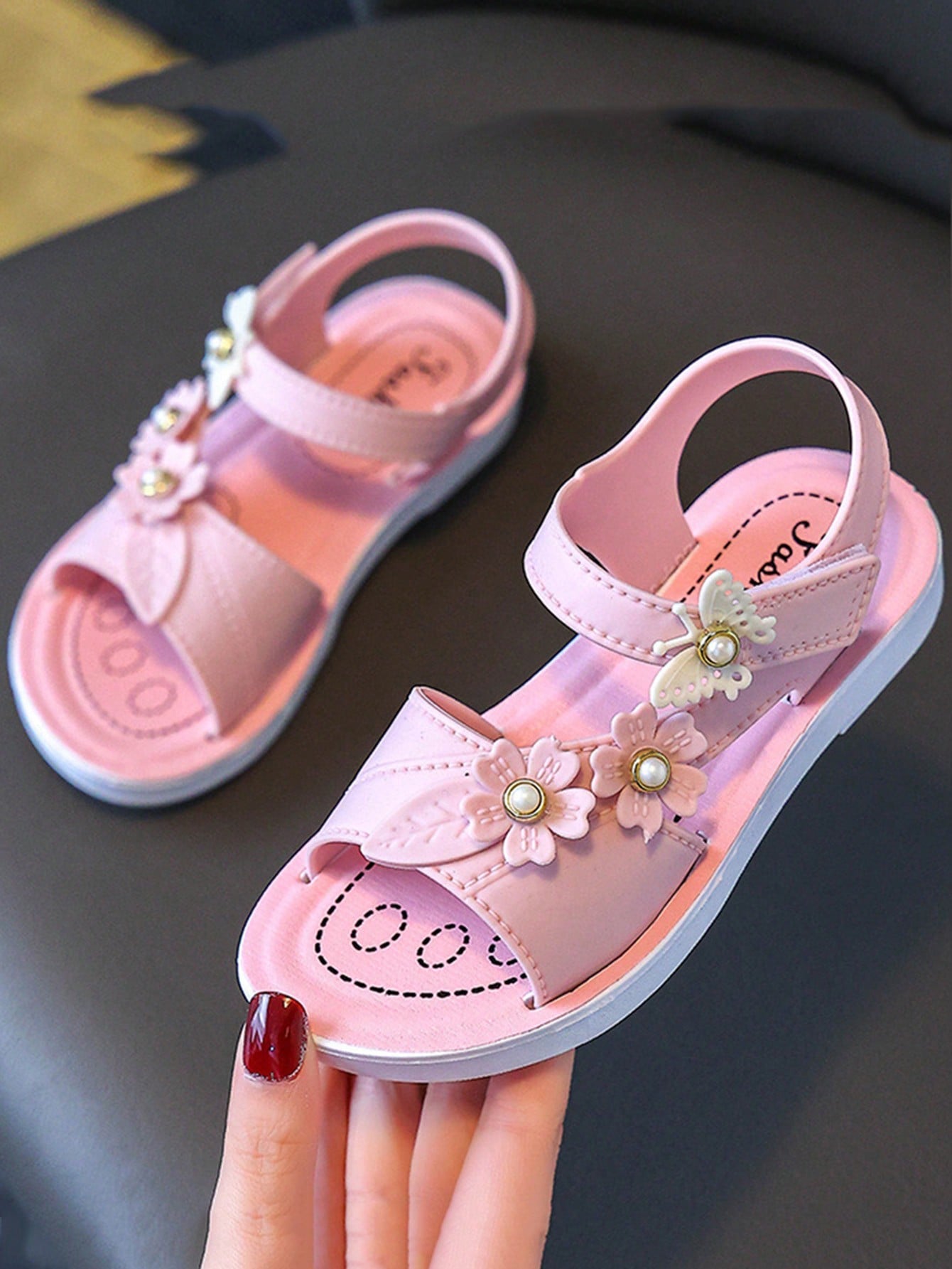 Children's Summer Sandals For Girls, Soft Sole Baby Shoes, Purple Bowknot Princess Flat Sandals