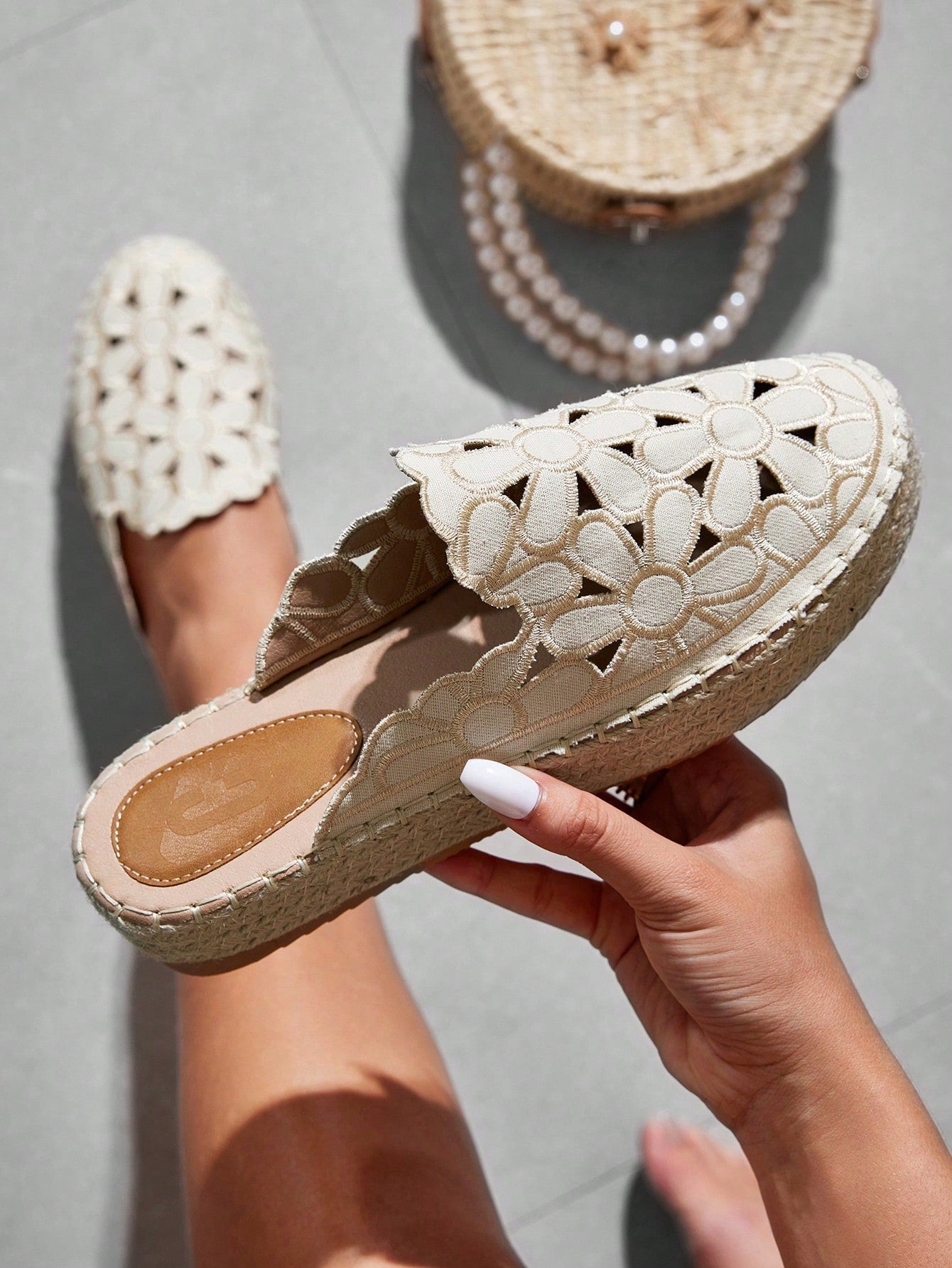 Styleloop Beige Casual Vintage Embroidered Platform Espadrilles With Thick Bottom And Woven Rope Shoe Lace  Boho Feels Vintage Cottagecore Frenchy Shoes