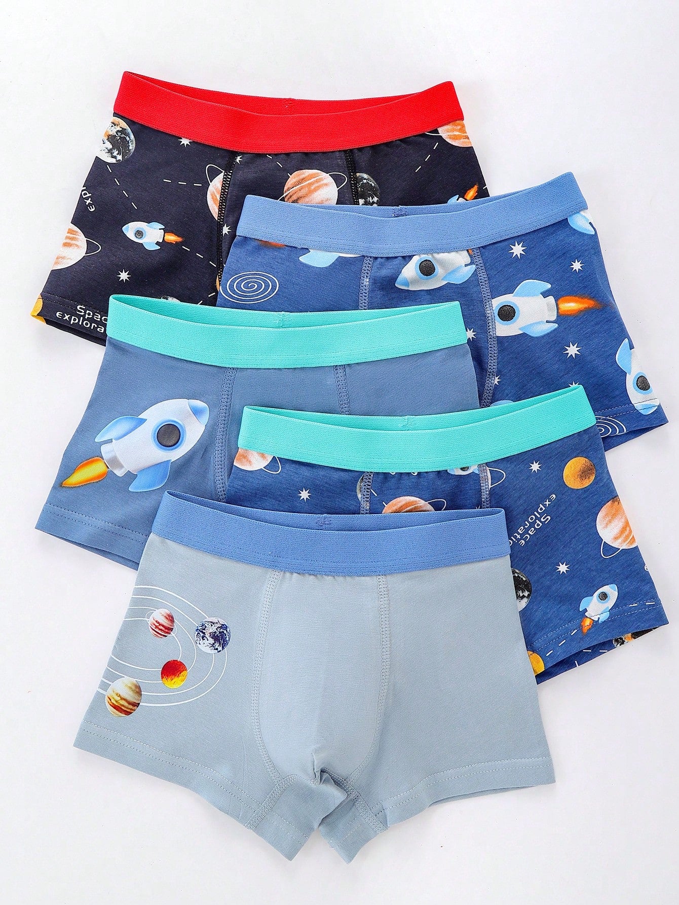 Young Boy 3D Rocket Printed Boxer Briefs Without Side Seams