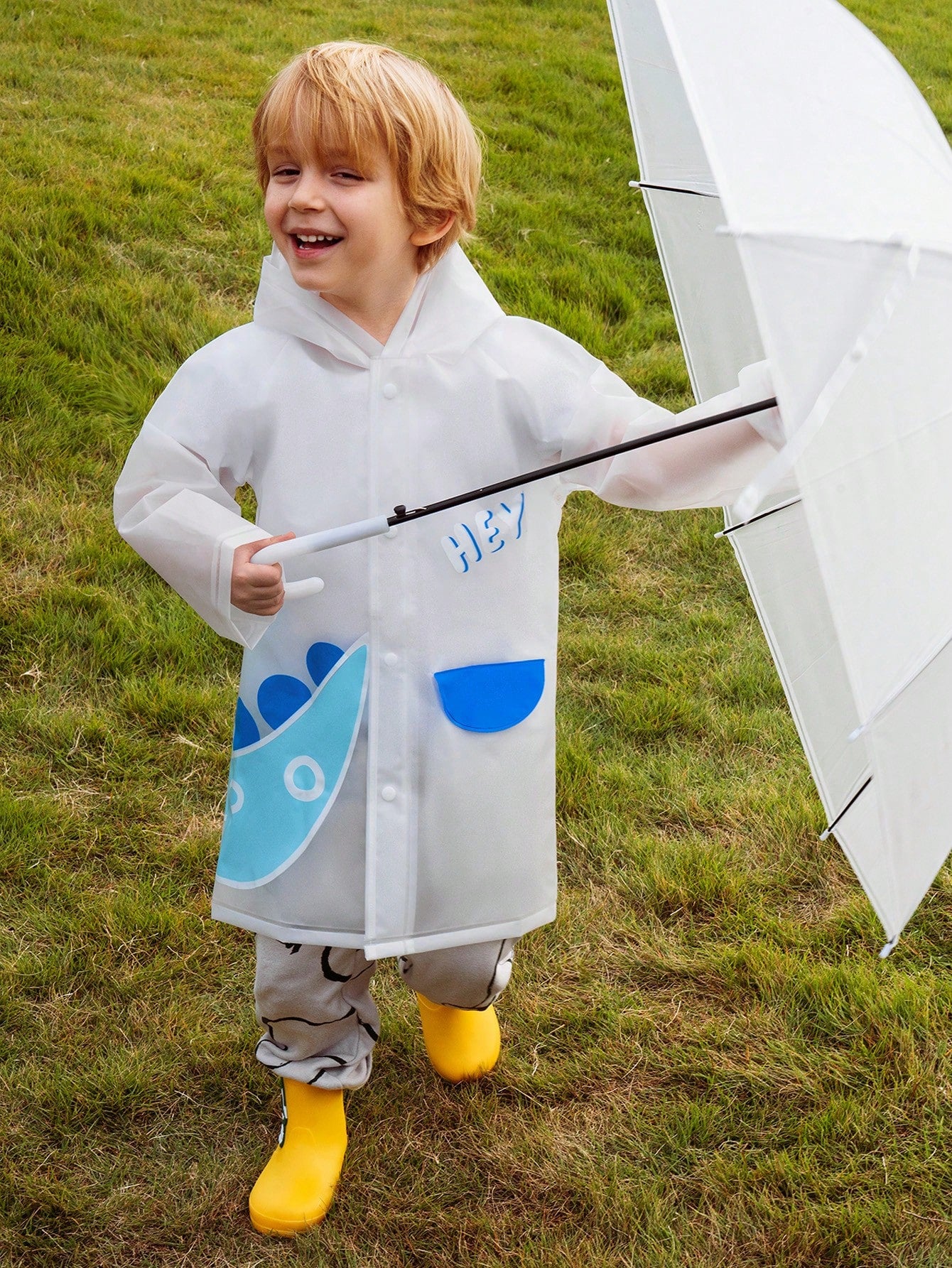 Boys' Cute Letter, Dinosaur And Crocodile Printed All-Season Raincoat