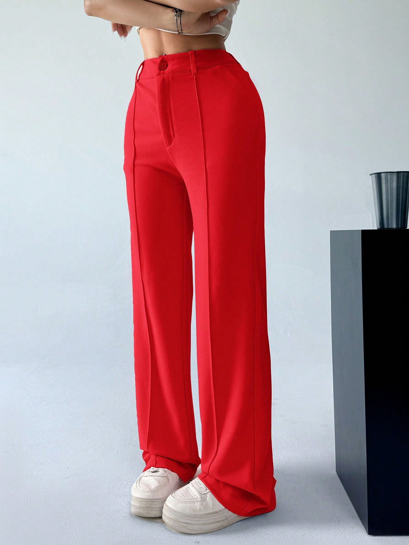 Women Solid Color Simple Daily Suit Pants