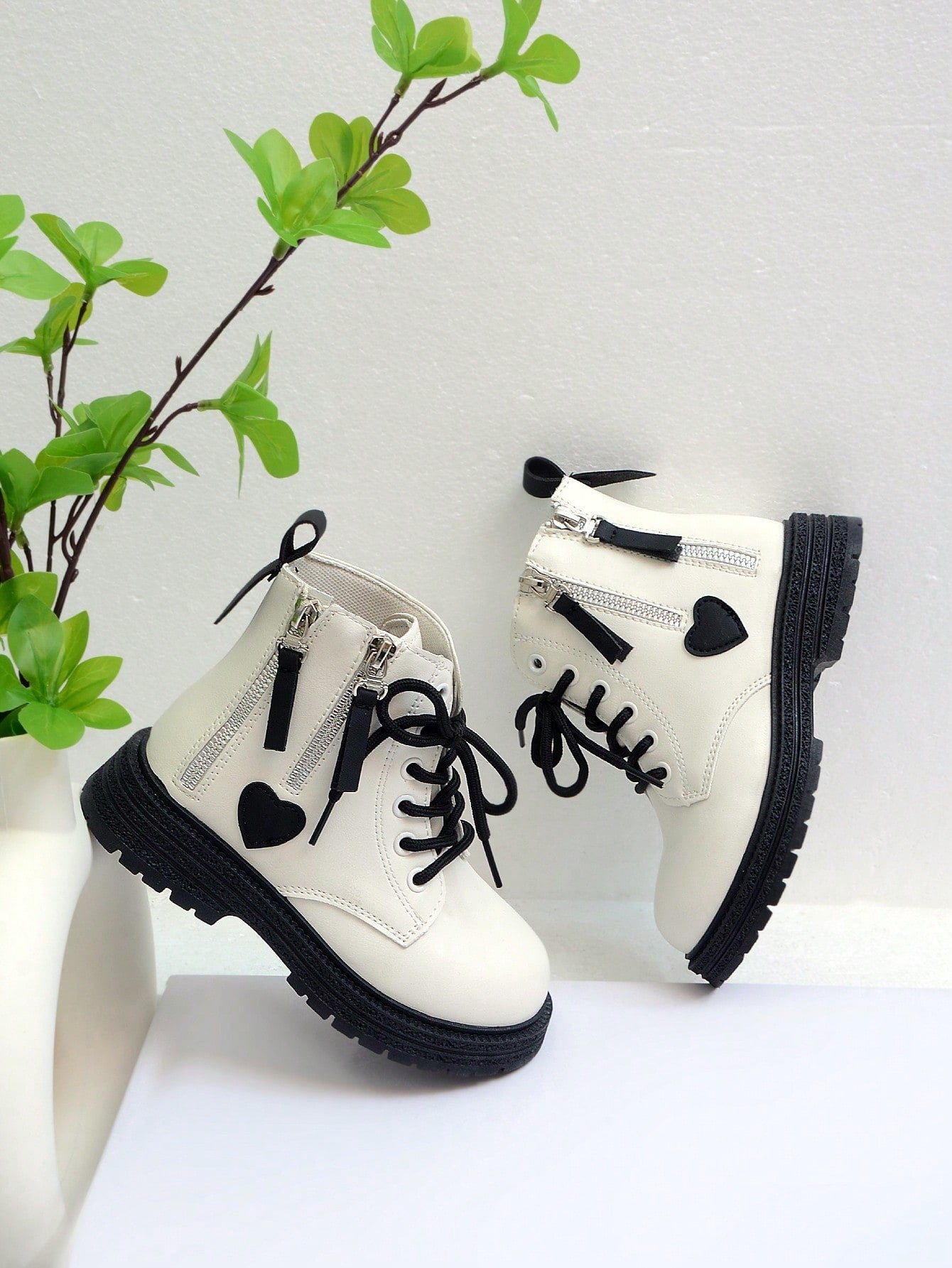 Children's Fashionable Patchwork Motorcycle Boots For Outerwear, Fall/winter