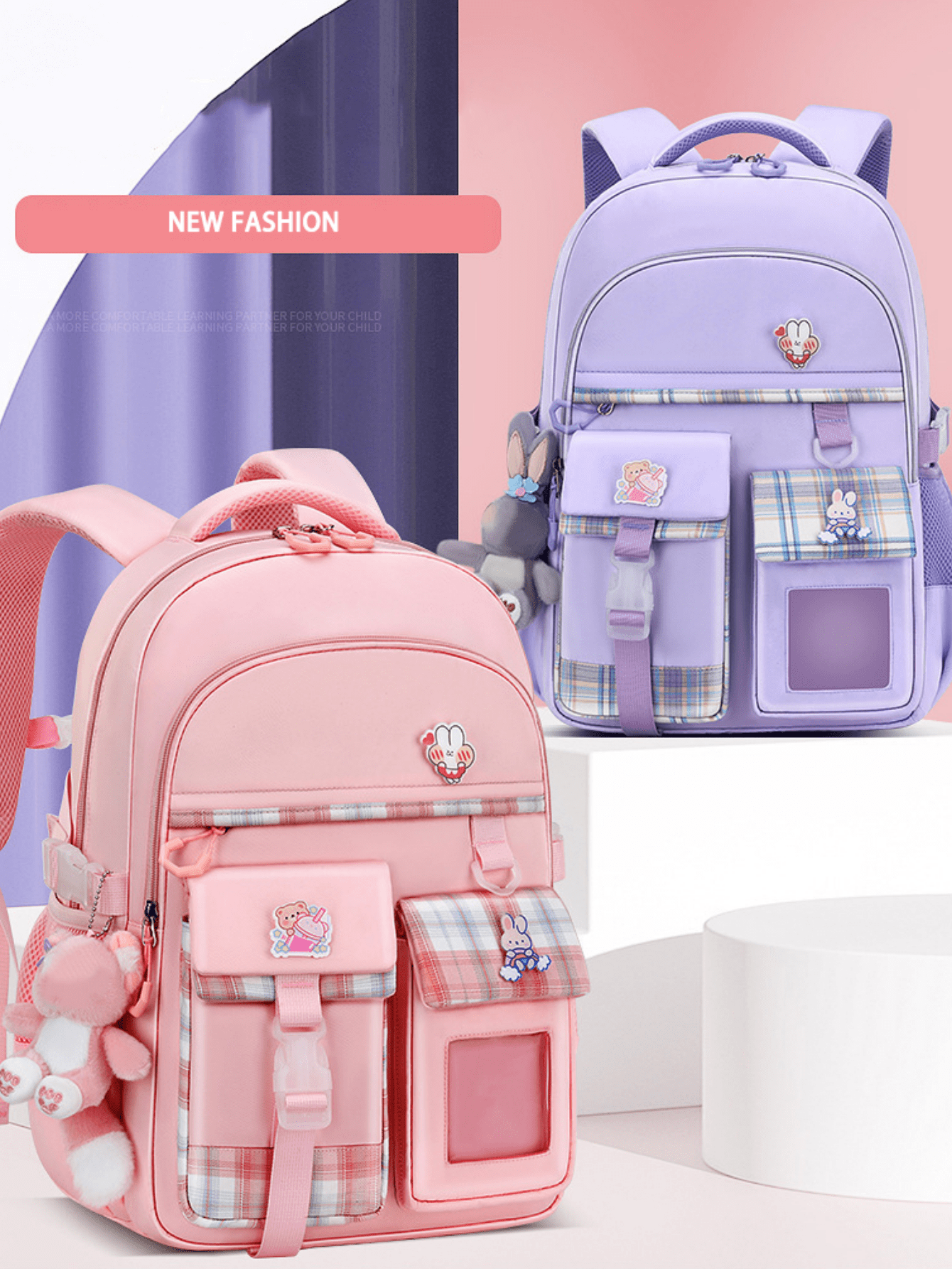 New Lightweight Waterproof Student Backpack For Girls, Large Capacity And Spine Protection