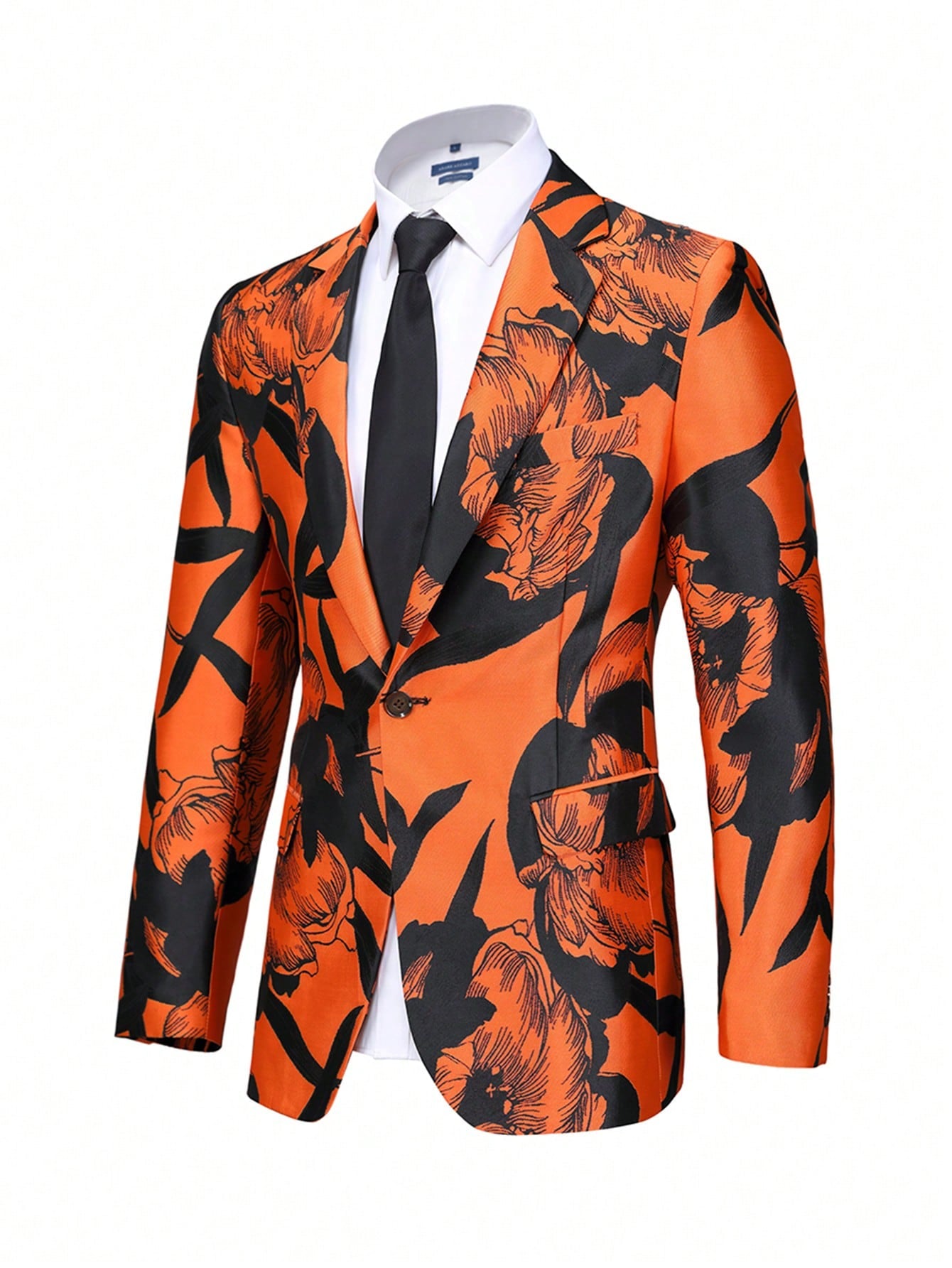 Men's Fashionable Flower & Plant Printed Suit Jacket