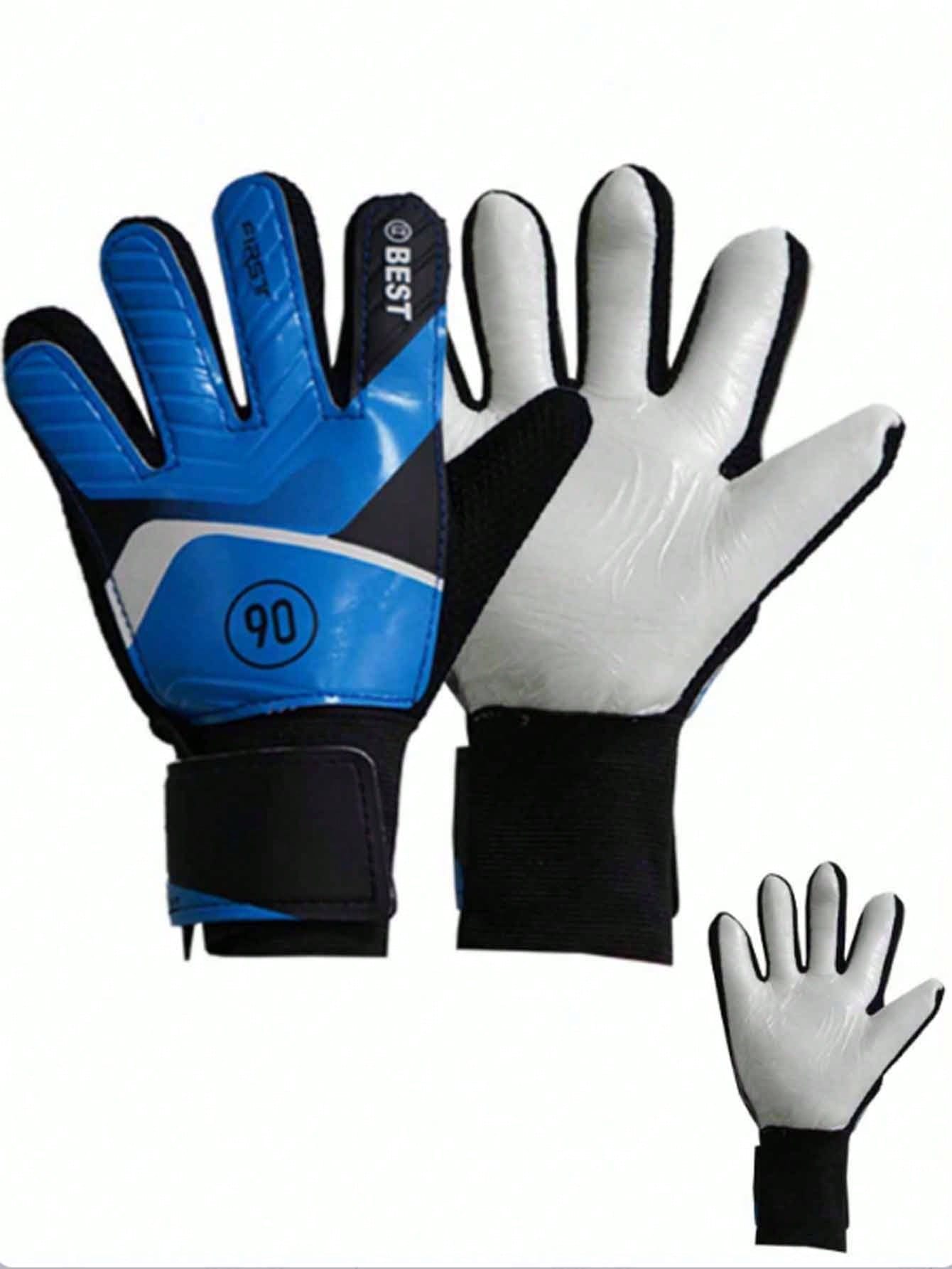 1 Pair Kids' Football Goalkeeper Gloves - For Boys, Youth Soccer Goalie Gloves With Strong Grip Palms And Removable Finger Spines For Protection