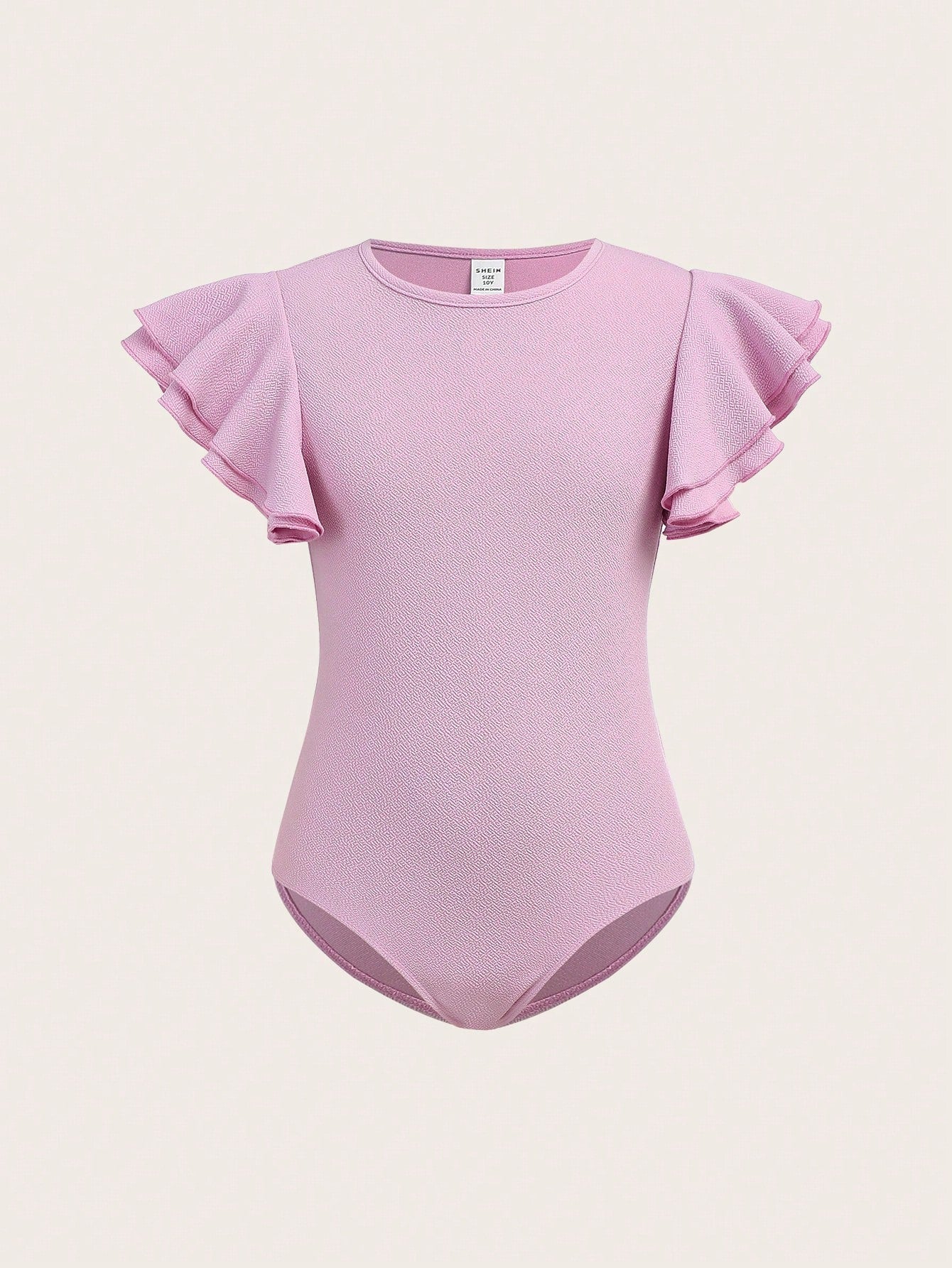 Tween Girl Knitted Solid Color Short-Sleeved Casual Bodysuit