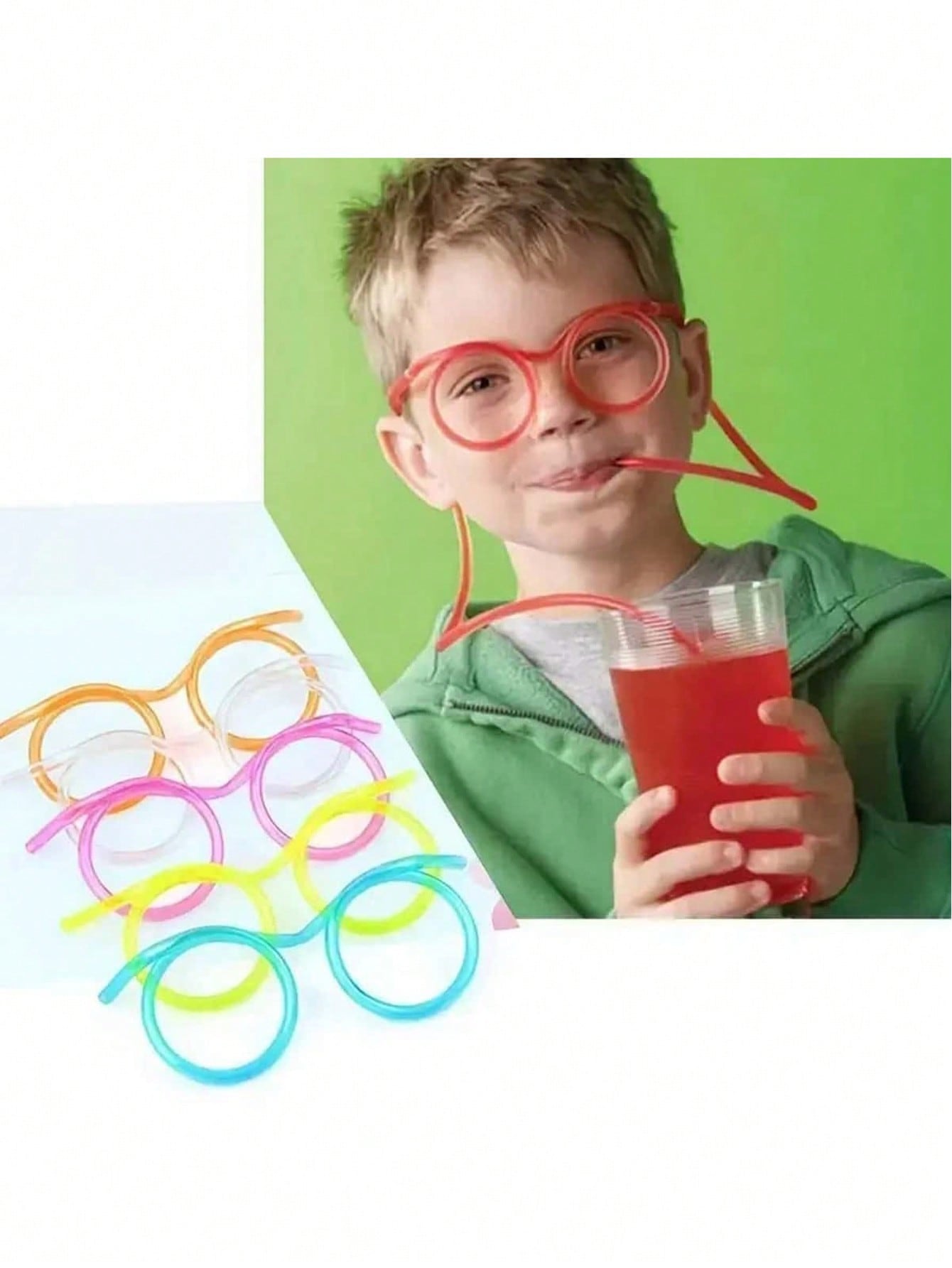 6pcs Innovative And Funny Glasses Crazy Artistic Drifting Party Glasses With Straw,  Material, Children Party Gifts And Supplies