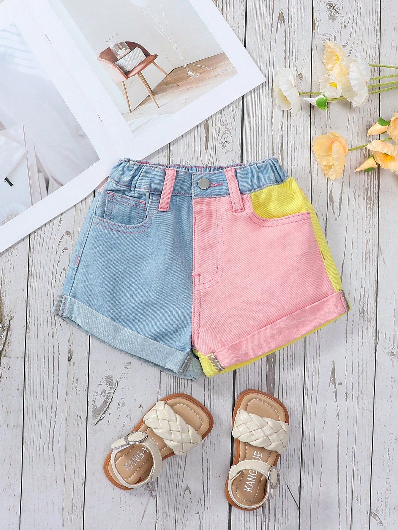 Young Girl Cute Multi-Color Denim Shorts For Toddler