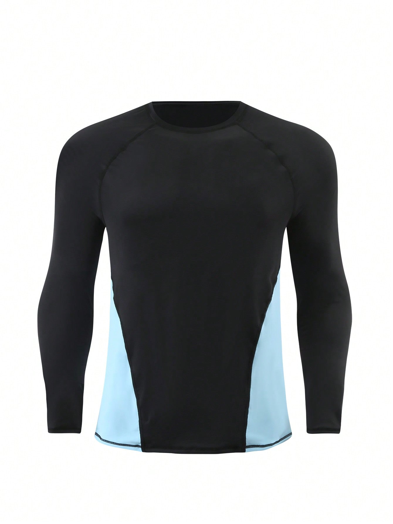 Men's Solid Color Round Neck Long Sleeve Surfing T-Shirt With Raglan Sleeve