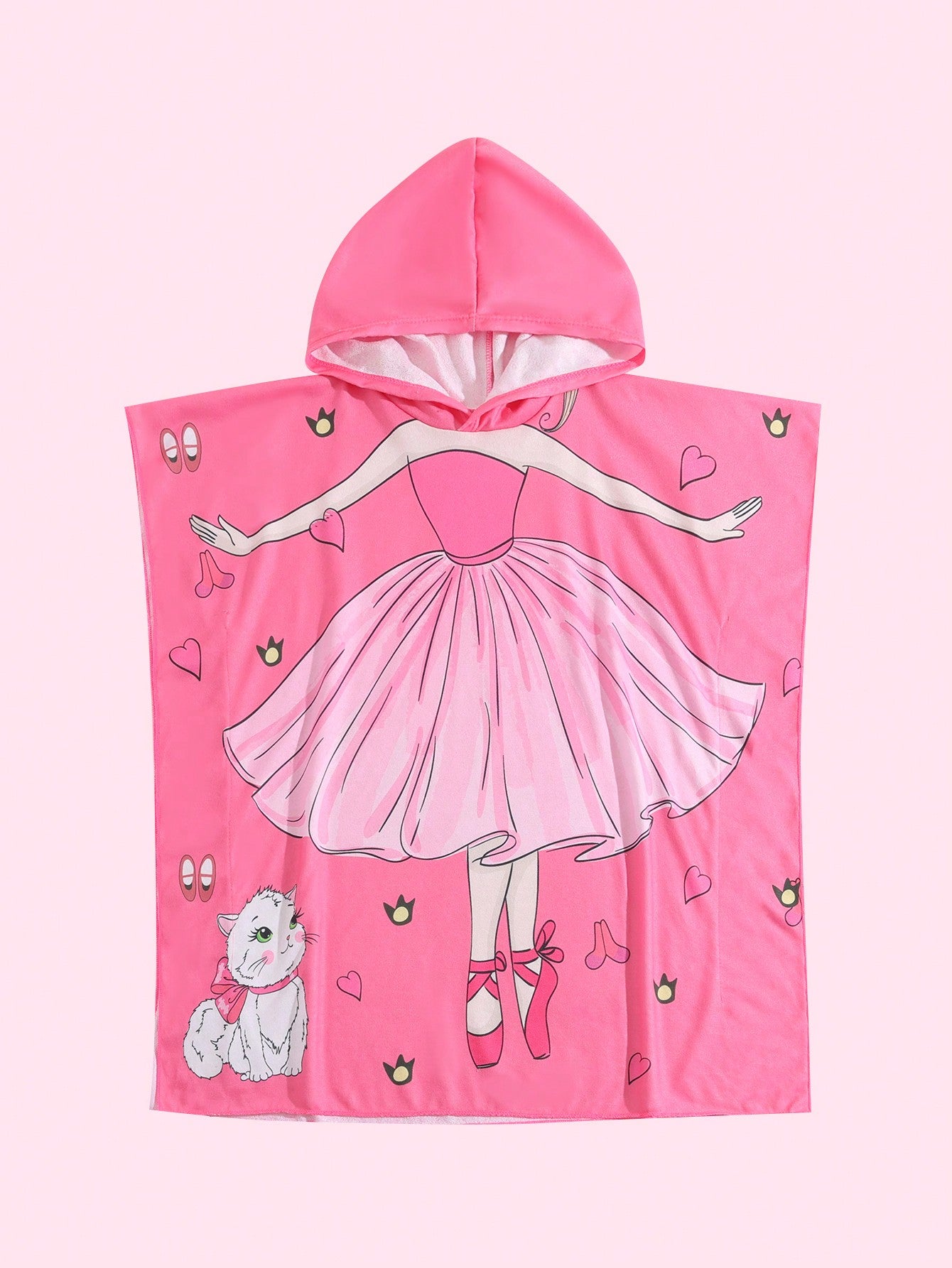 Young Girl Cartoon Graphic Hooded Cover Up Dress