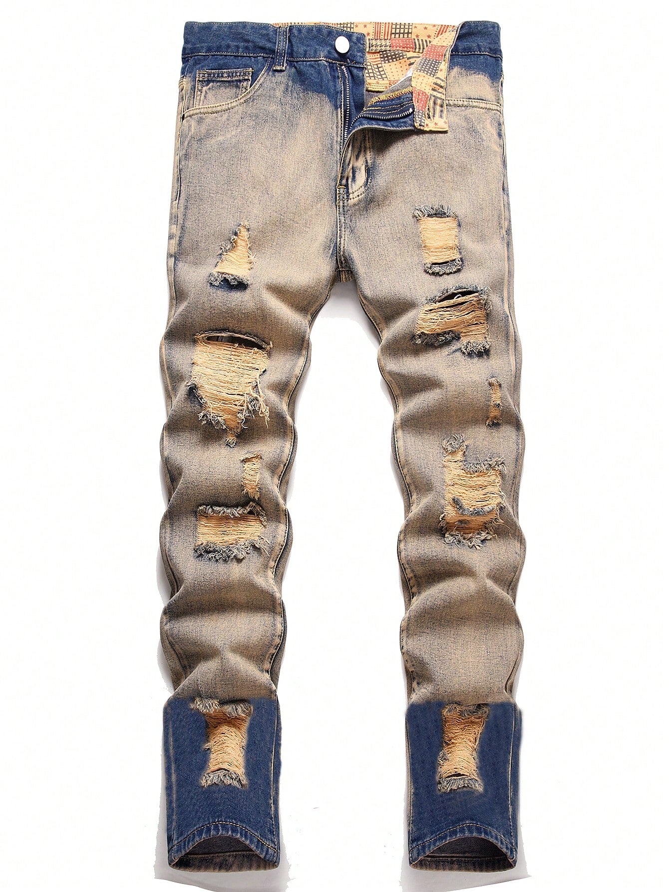 Men's Vintage Ripped Fashionable Slim Fit Jeans