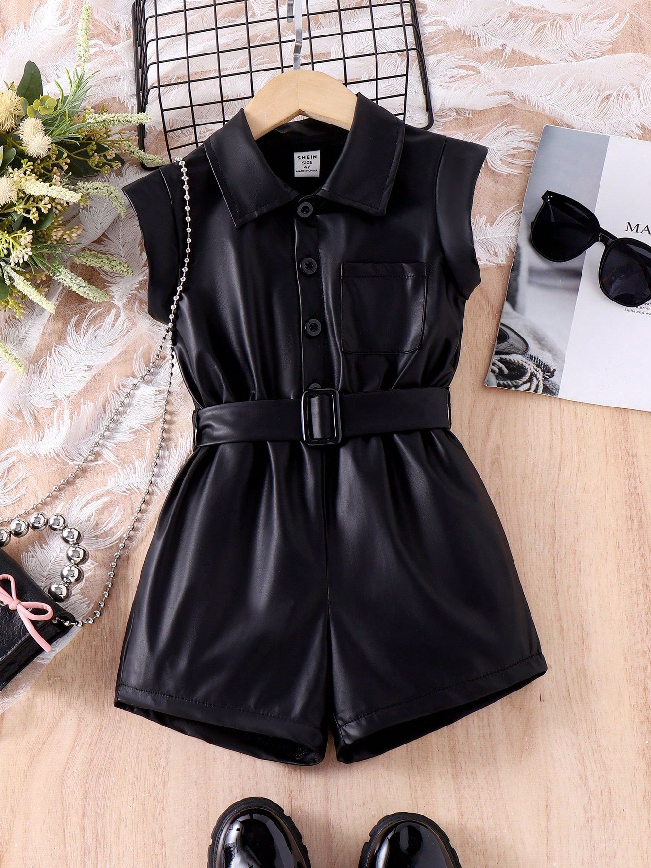 Young Girl Summer Fashionable Cool Casual Jumpsuit With Belt