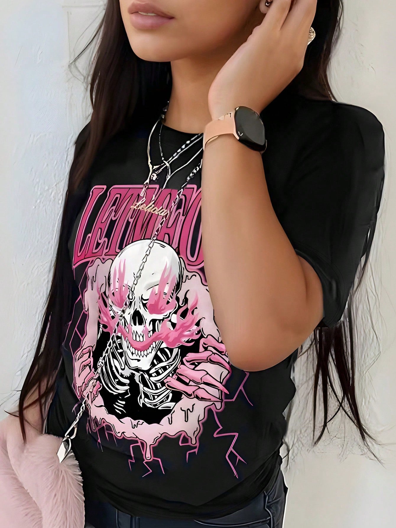 Summer Skull Pattern Printed Women's T-Shirt