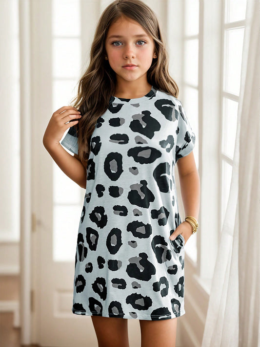 GORLYA Tween Girl Casual Printed A-Line Dress, Perfect For Outdoor Gatherings, Shopping, And Vacation