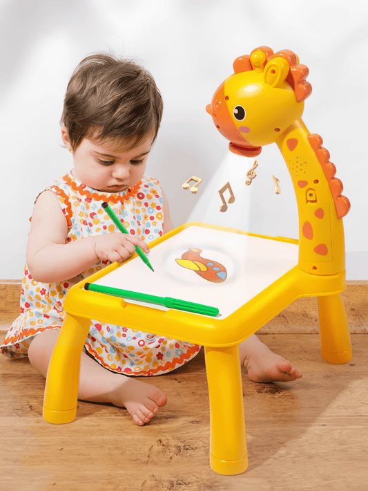 1box Cartoon Deer-Shaped Projector Table For Learning And Painting, Multifunctional Toy Gift