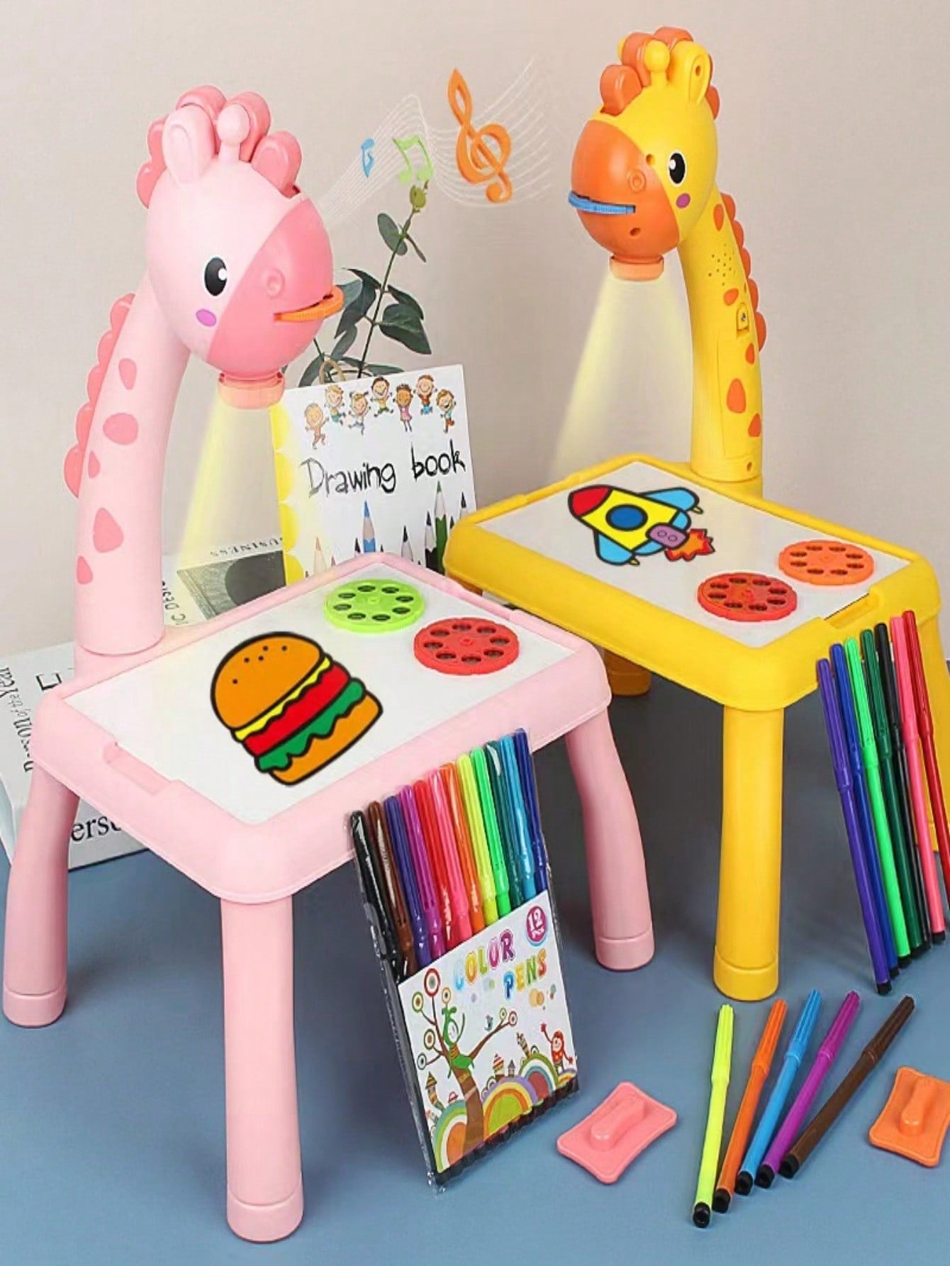 1box Cartoon Deer-Shaped Projector Table For Learning And Painting, Multifunctional Toy Gift