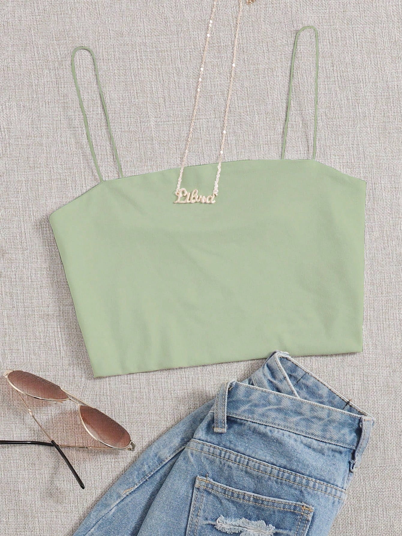 Solid Slim Cami Crop Top