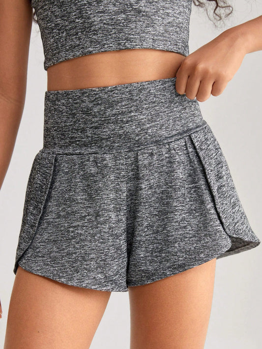 Tween Girl Knitted Solid Color Sport Shorts For Spring And Summer Leisure