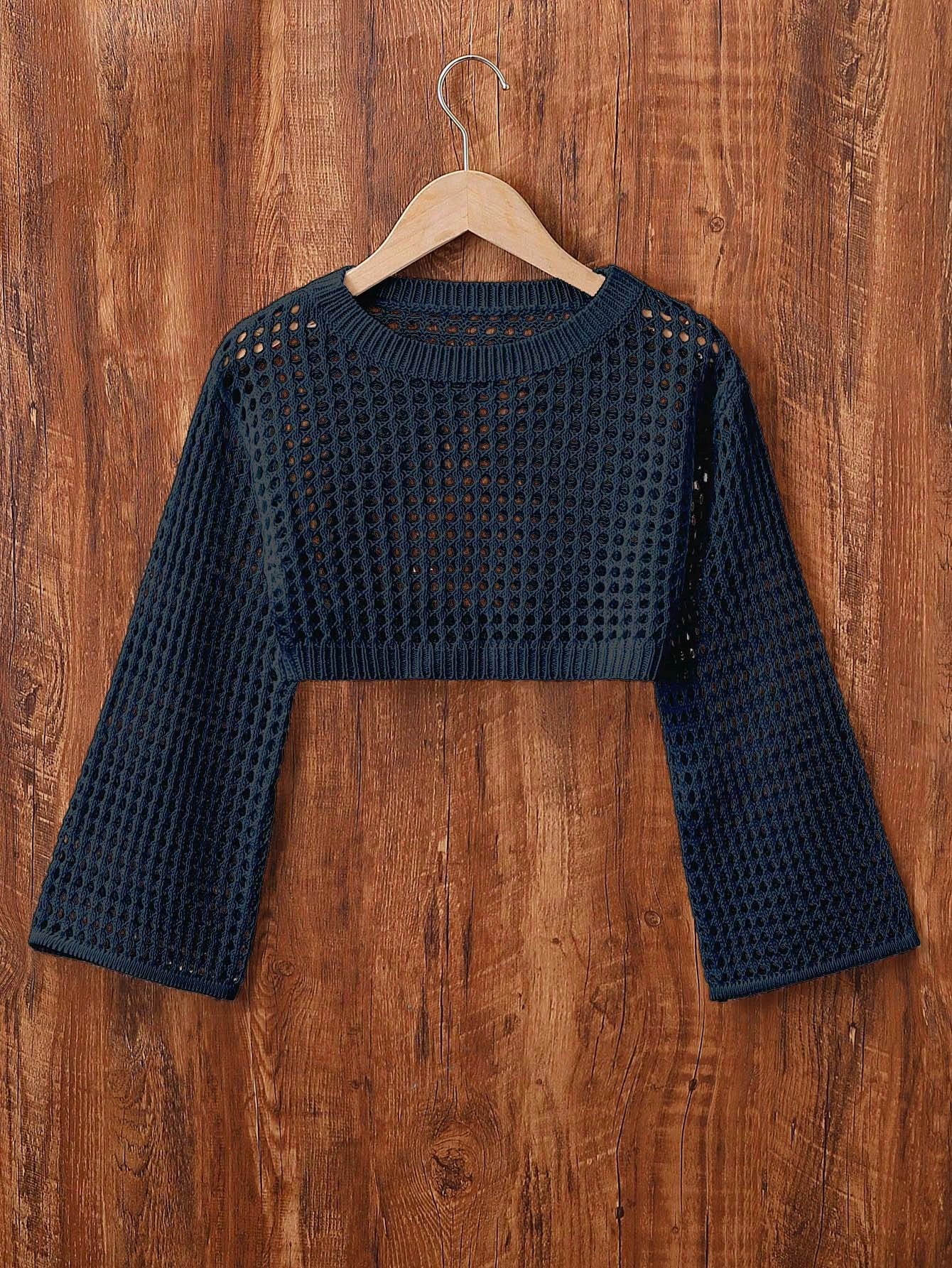 Tween Girl Hooded Cover Up, Summer And Winter New Arrival Knitted Pullover. Unique Hollow Out Knitting Method Reflects Texture And Presents Lively, Cute And Fashionable Atmosphere. Loose Fit Adds To The Fashion Sense. The Fabric Is Comfortable For Daily W