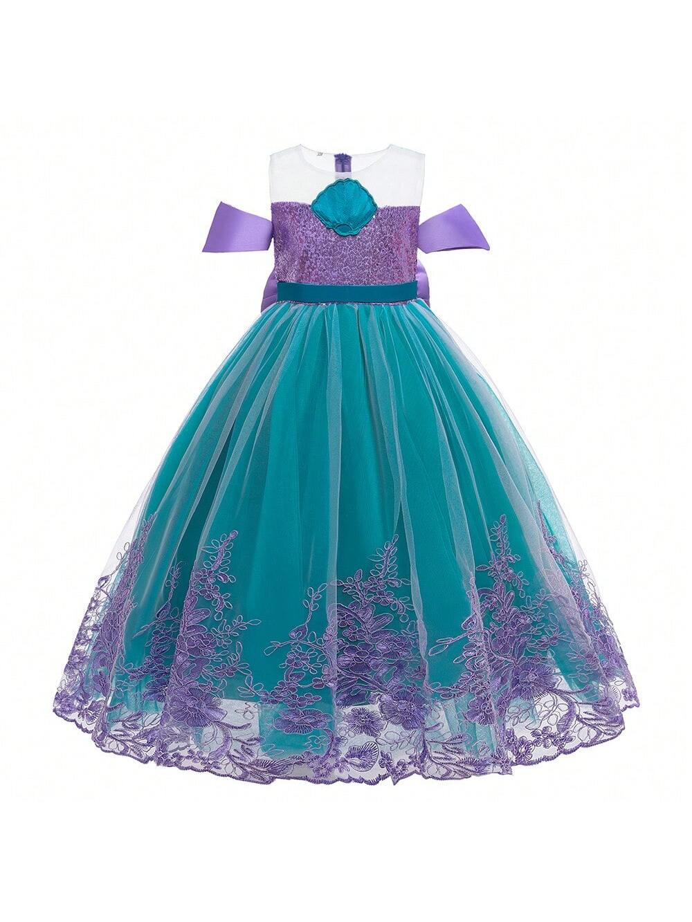 Young Girl Mermaid Dress Cosplay Sequin Princess Dress Party Wedding Costume For Children Carnival Anime Clothes