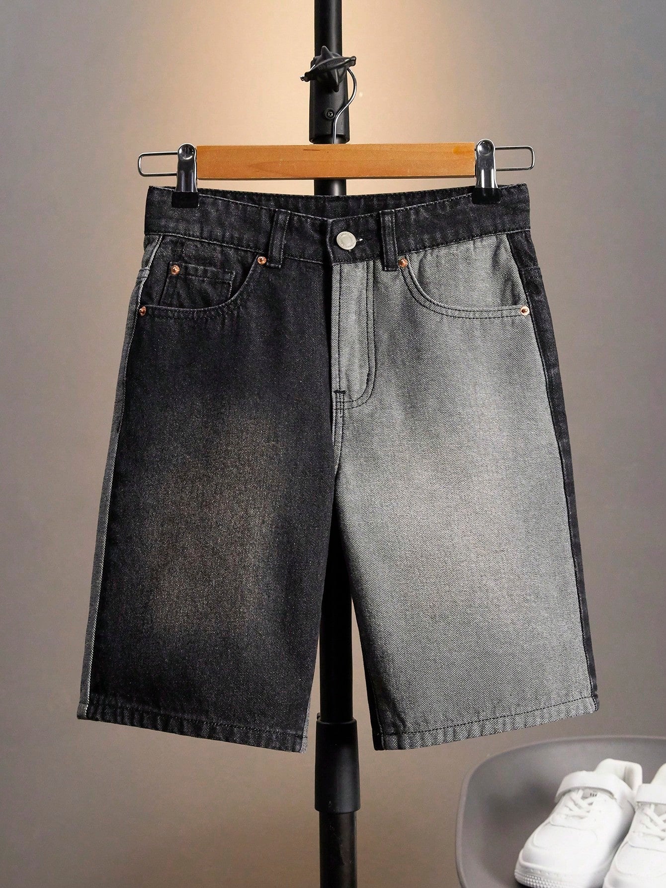 Tween Boy Simple Daily Boho Street Casual Contrast Elastic Waist Bermuda Denim Shorts