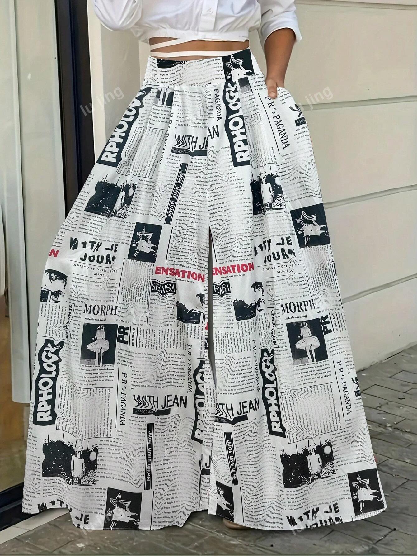 Women Fashionable Printed Casual Spring/Summer Wide-Leg Pants