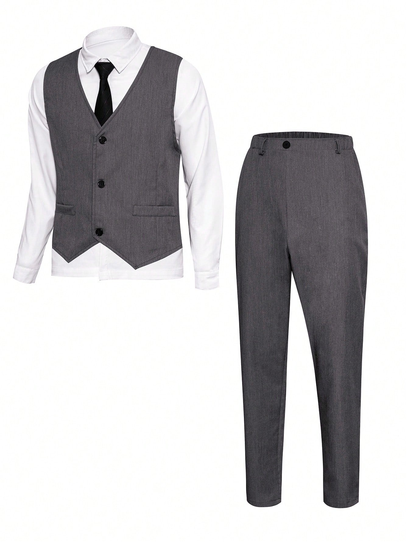 Men's Formal 2pcs/Set Grey Tank Top And Pants,  Style Suitable For Birthday Parties, Evening Performances, Weddings