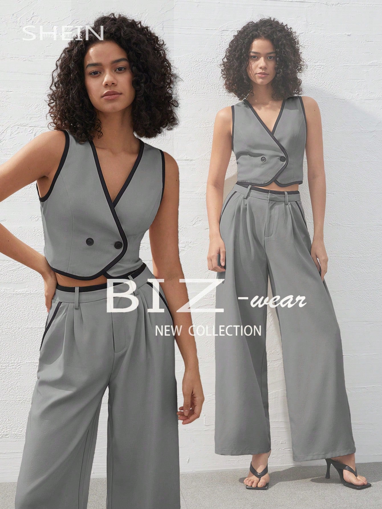 BIZwear Women'S Sleeveless Double-Breasted Top And Pants Suit