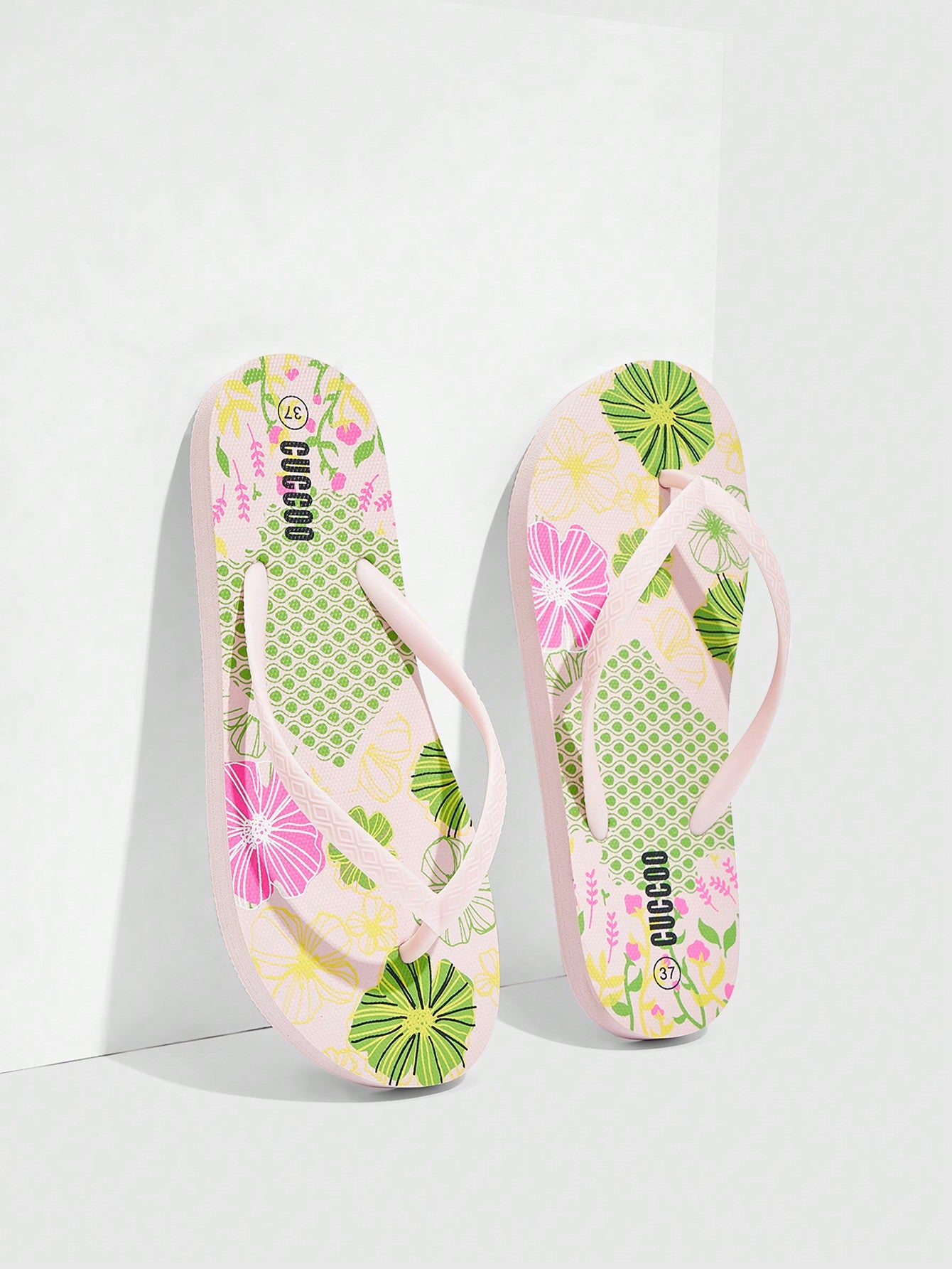 New Tropical Print Flip Flops, Flat Anti-Slip Thong Sandals For Beach & Outdoor Vacation