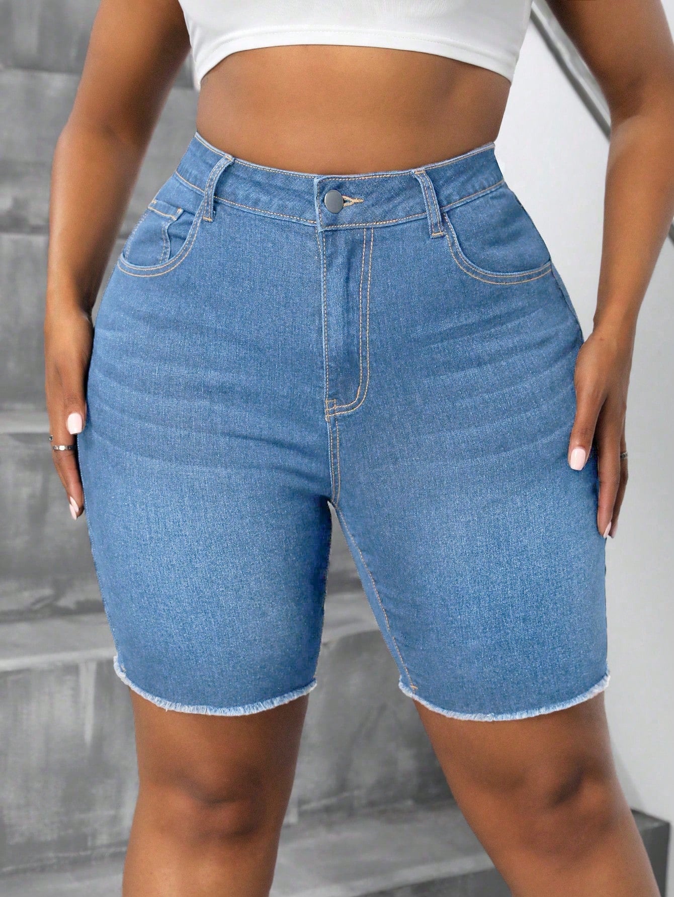 Plus Size Stretchy Denim Shorts