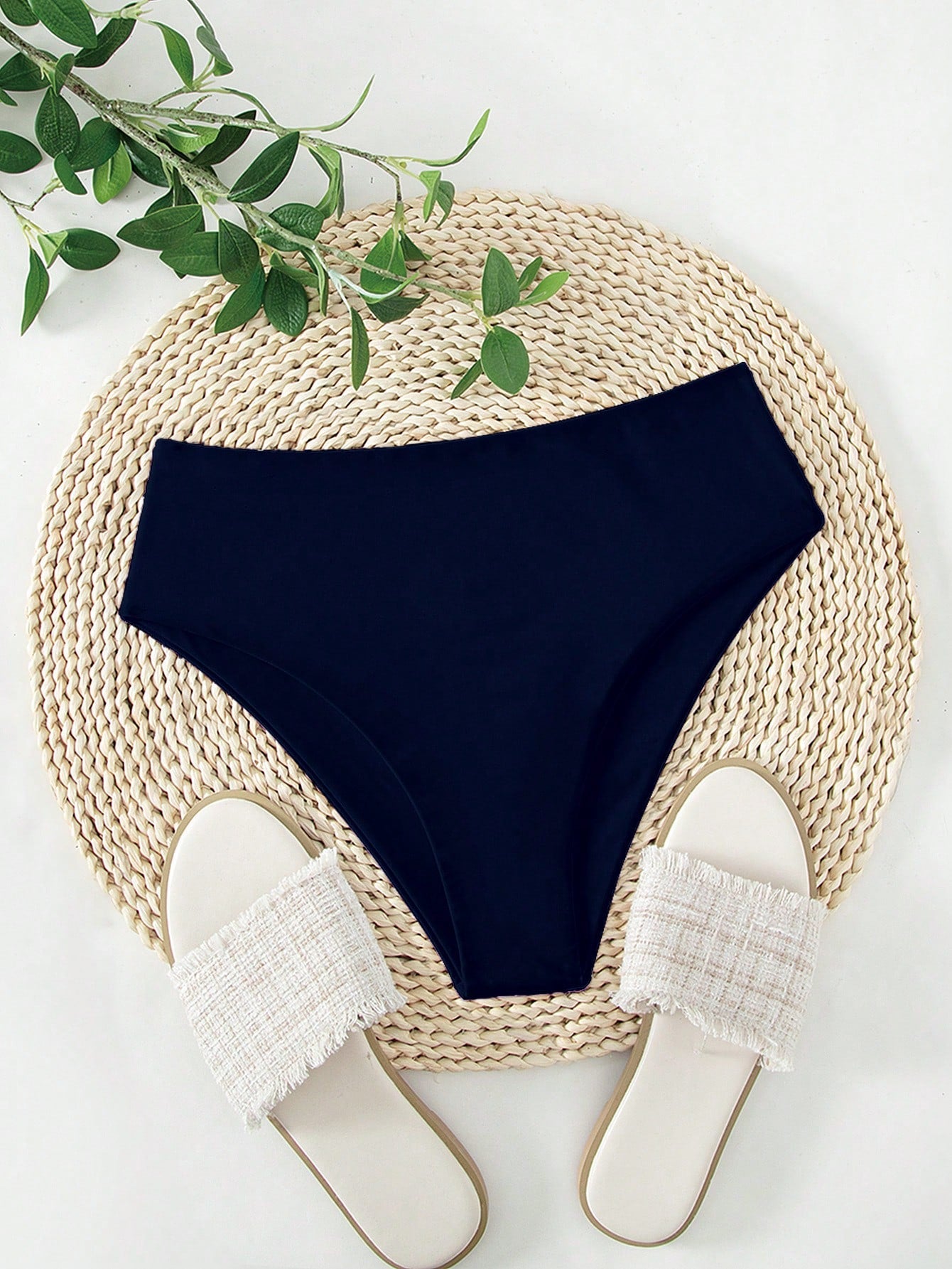 Swim Basics Summer Beach Plain High Waisted Bikini Panty