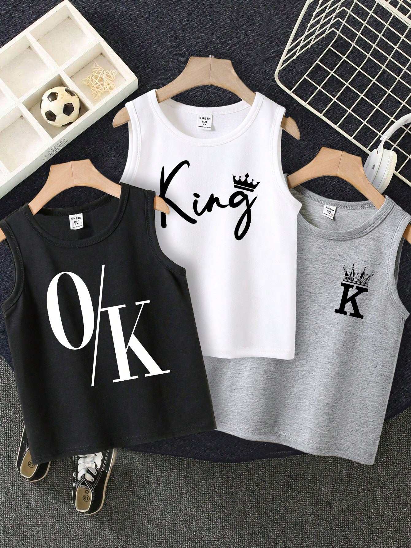 3pcs Young Boy Casual Simple Letter Pattern Tank Top, Suitable For Summer