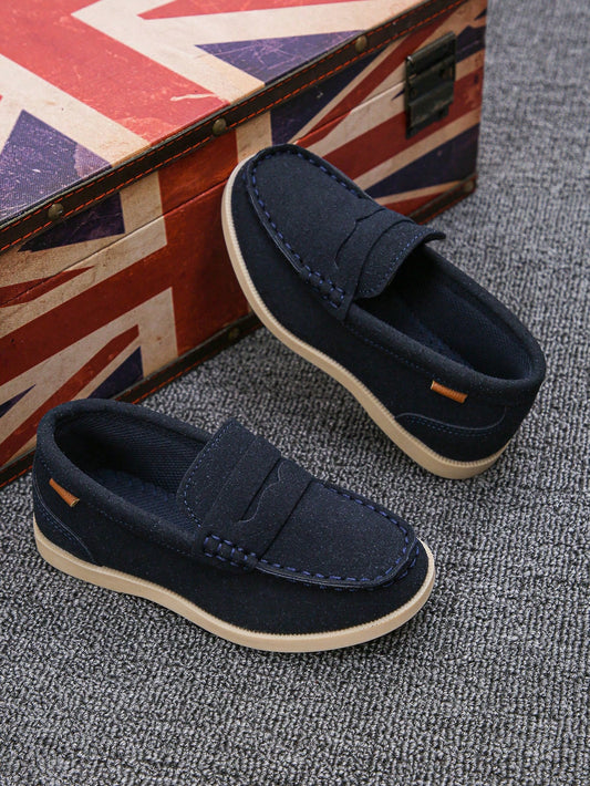 Spring And Autumn Boys' Breathable Slip-On Loafers, Non-Slip Flat Stitching Shoes