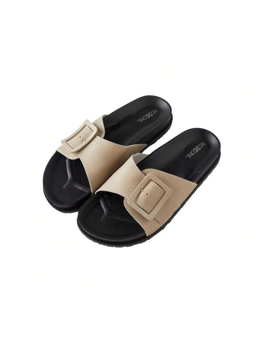 Pupeez Womens Adjustable Buckle Slide Sandals Open Toe Outdoor Flat Summer Slipperraps Flat Slides