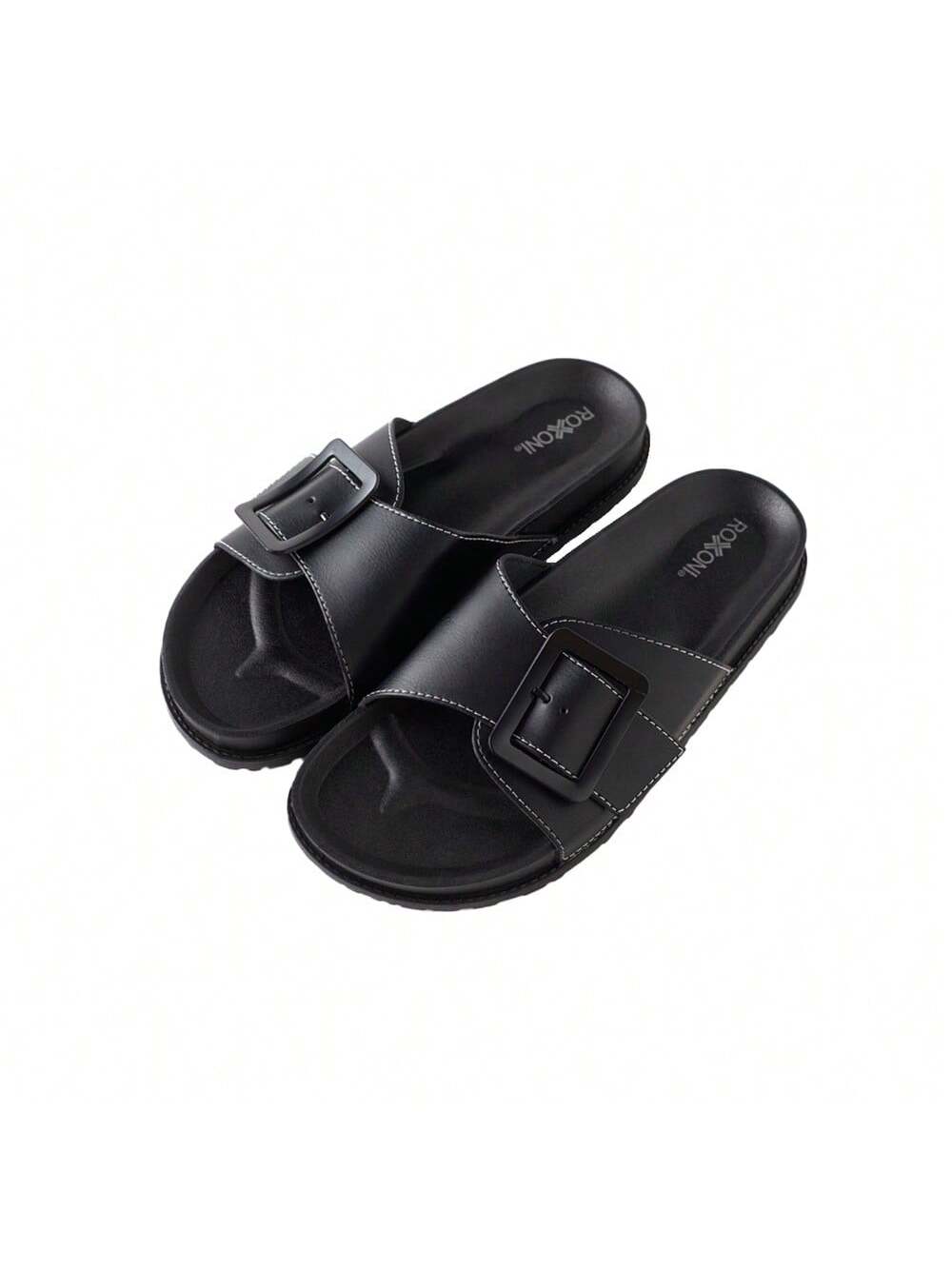 Pupeez Womens Adjustable Buckle Slide Sandals Open Toe Outdoor Flat Summer Slipperraps Flat Slides